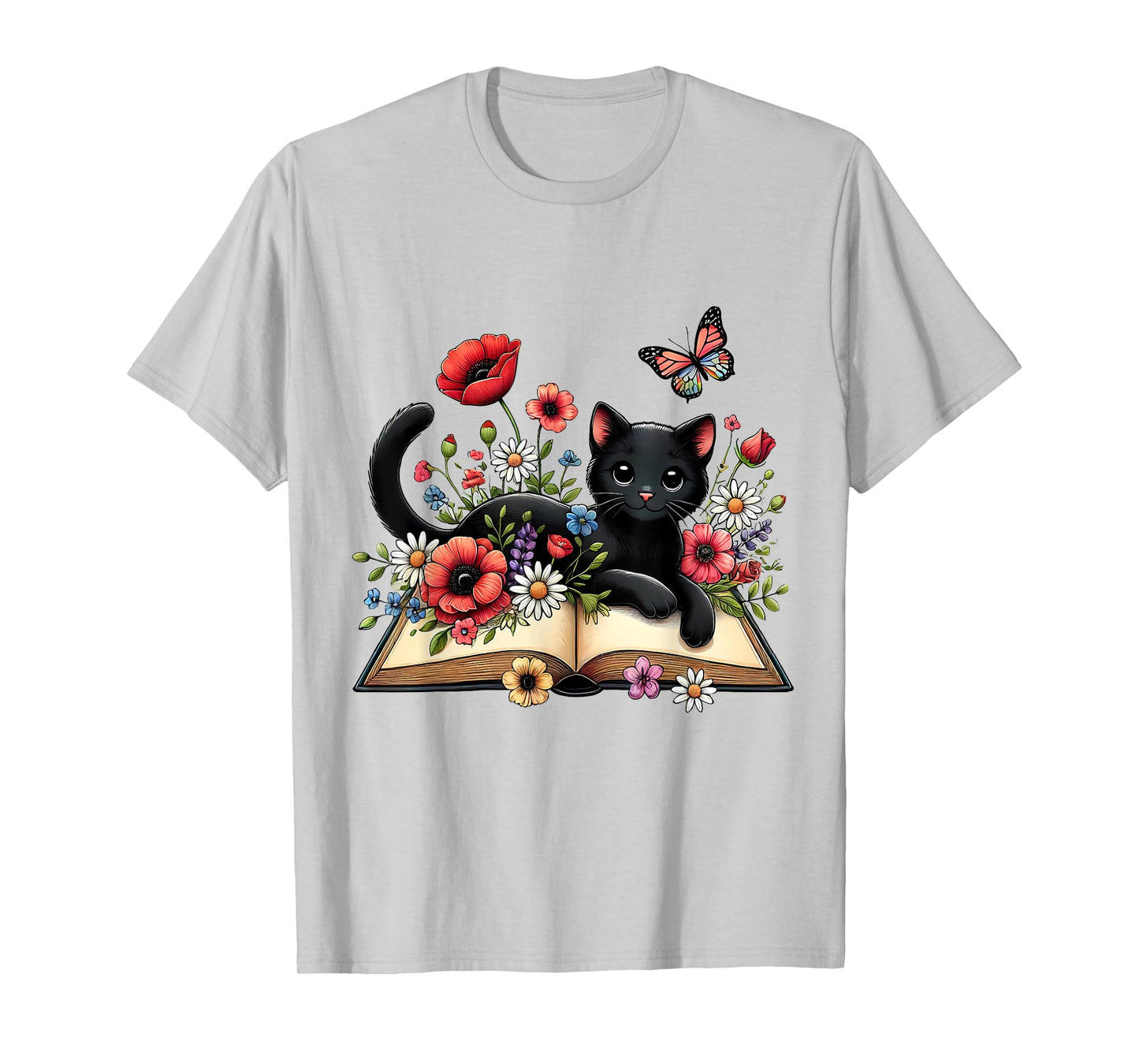 Cat Reading Book Cute Cat And Book Lover For Women Girls Kid T-Shirt