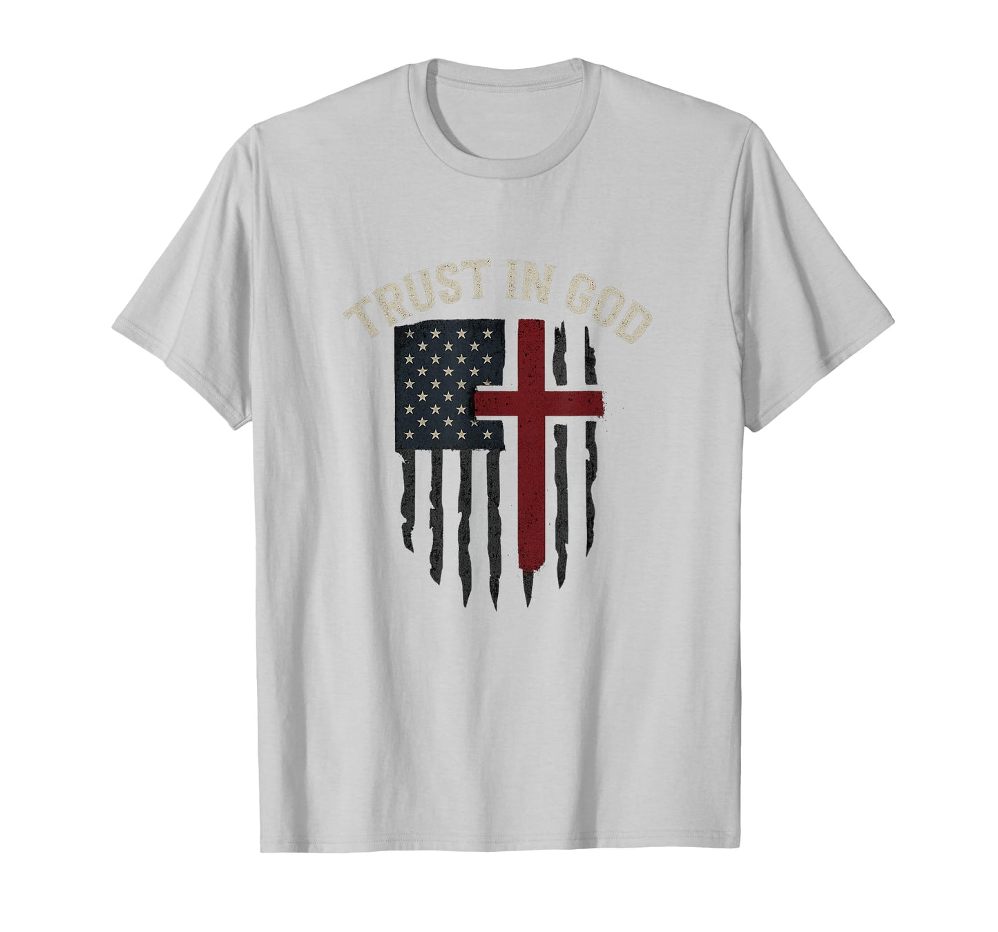 Trust in God American Flag | Cross Patriotic Christian Hip T-Shirt