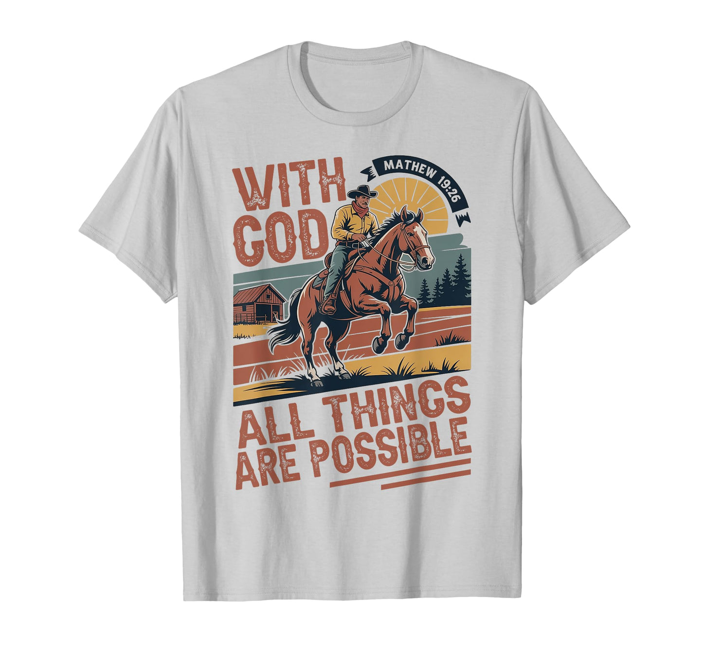 Vintage Cowboy Bible Scripture Verse Jesus Christian Faith T-Shirt