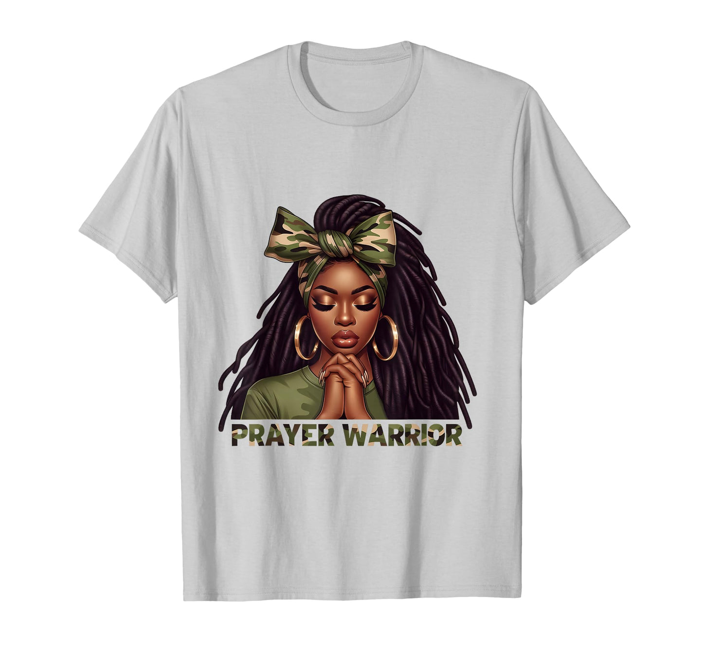 Christian Inspirational Camo Pray Faith Black Woman T-Shirt