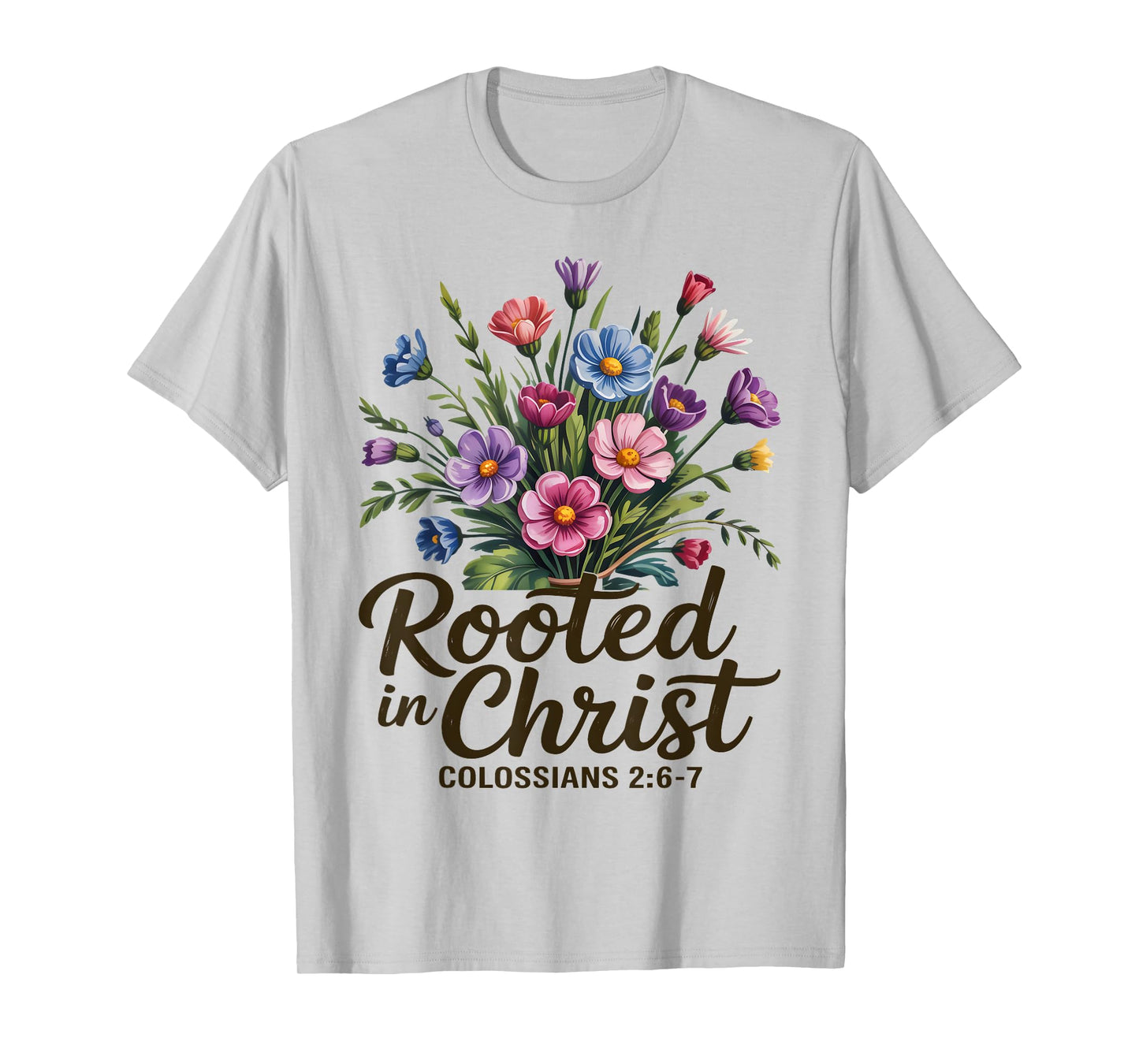 Rooted in Christ Floral Christian Women T-Shirt