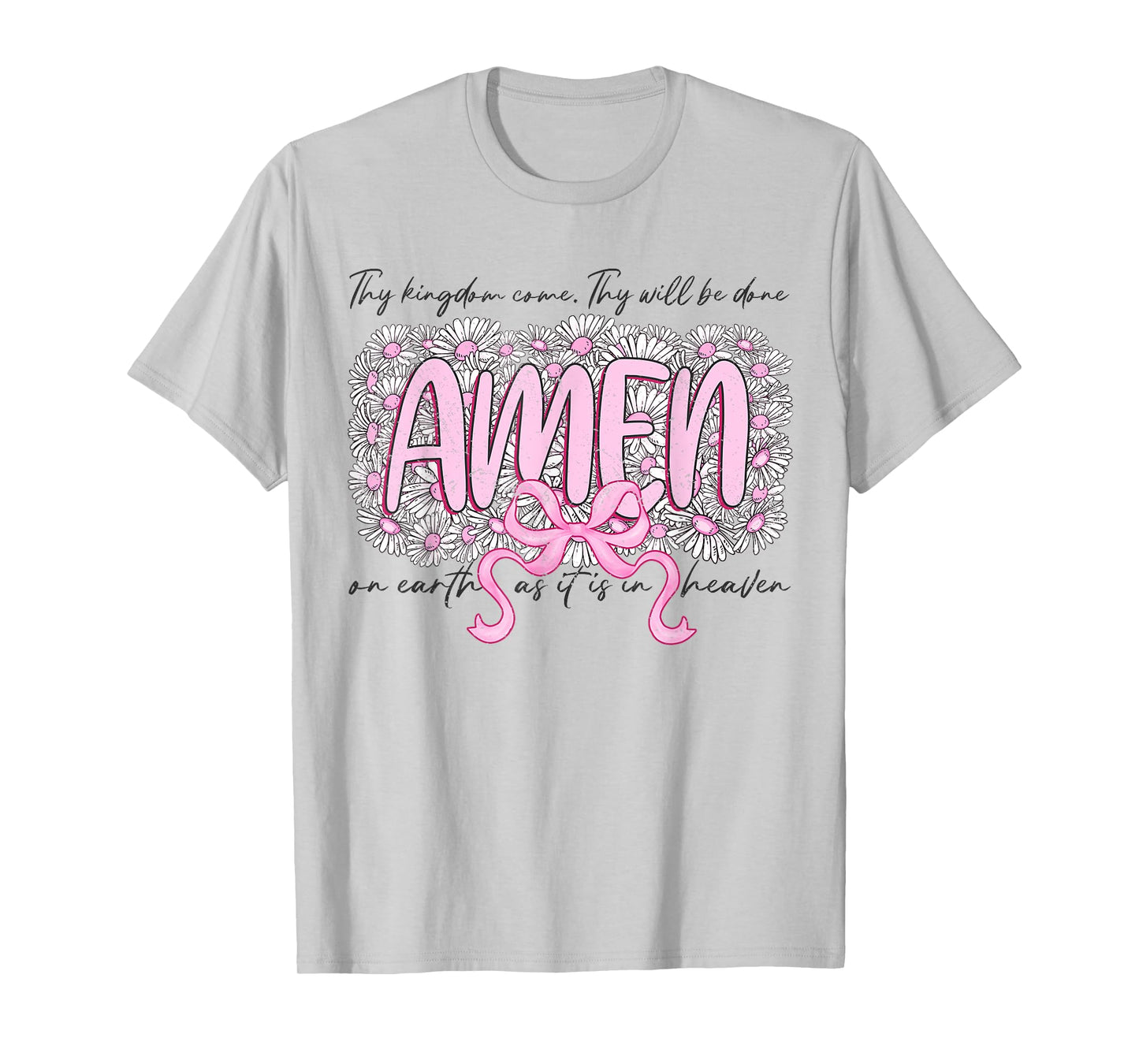 Floral AMEN Coquette Bow Bible Verse Christian Jesus Women T-Shirt