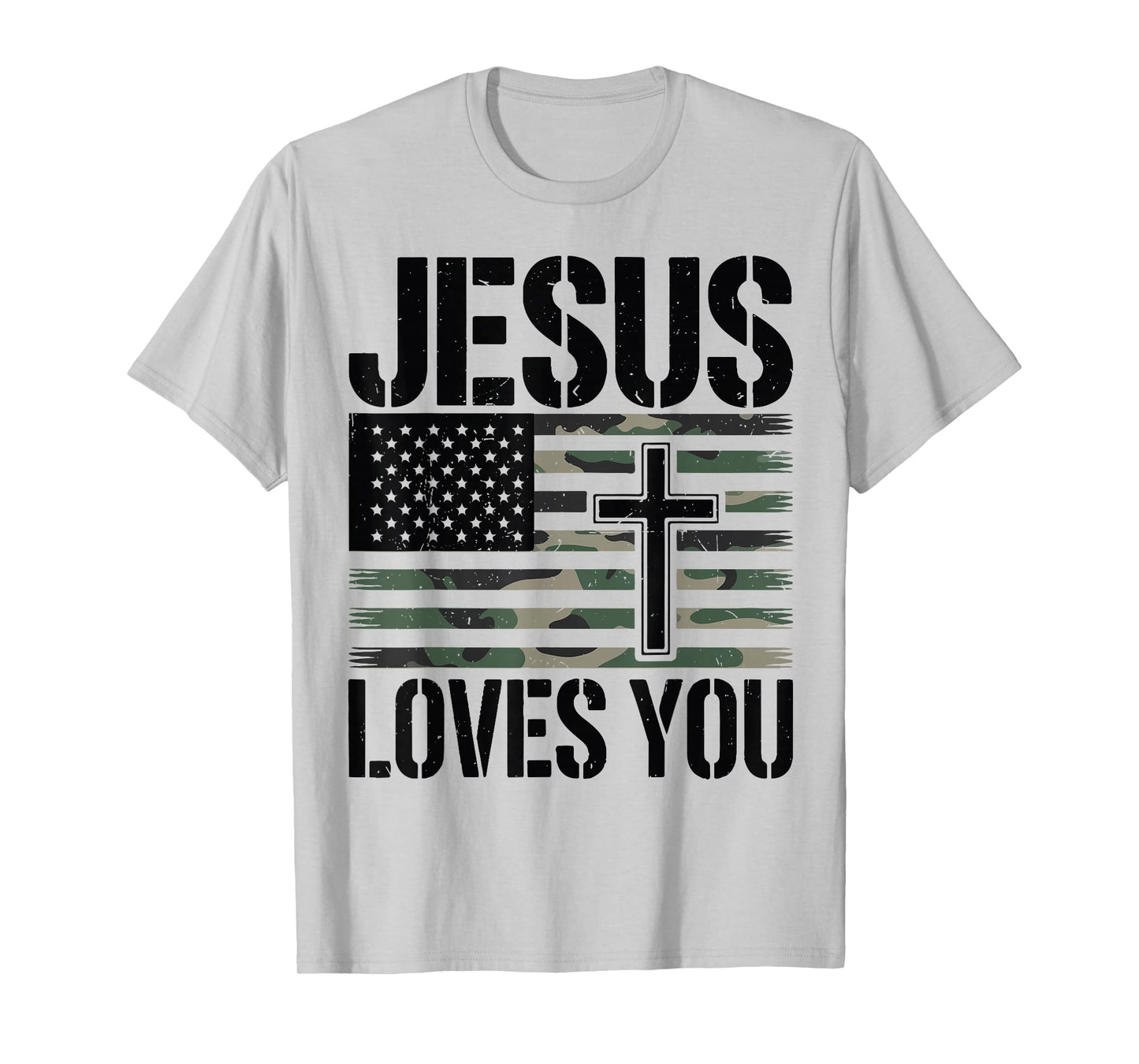 Camo Jesus Loves You Teen Girl Cute Christian Bible Verse T-Shirt