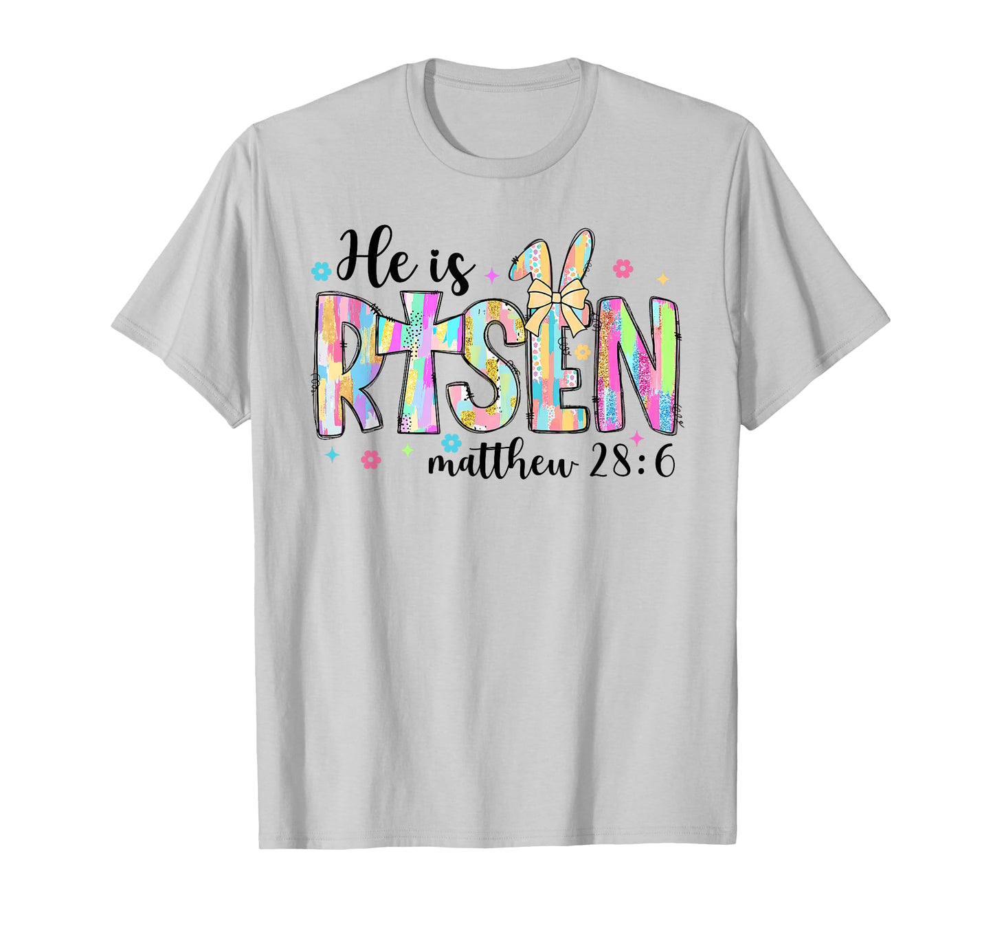 Retro He Is Risen God Jesus Religious Christian Easter Bunny T-Shirt