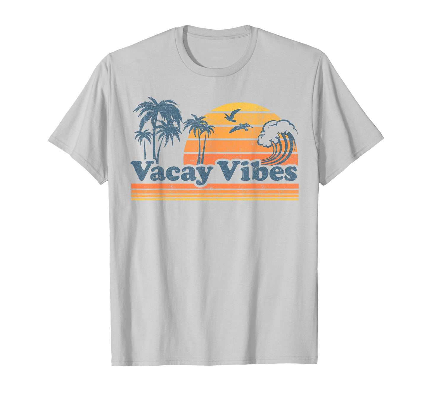 Funny Vacay Vibes Vacation Beach Vintage 70s Retro Cute T-Shirt