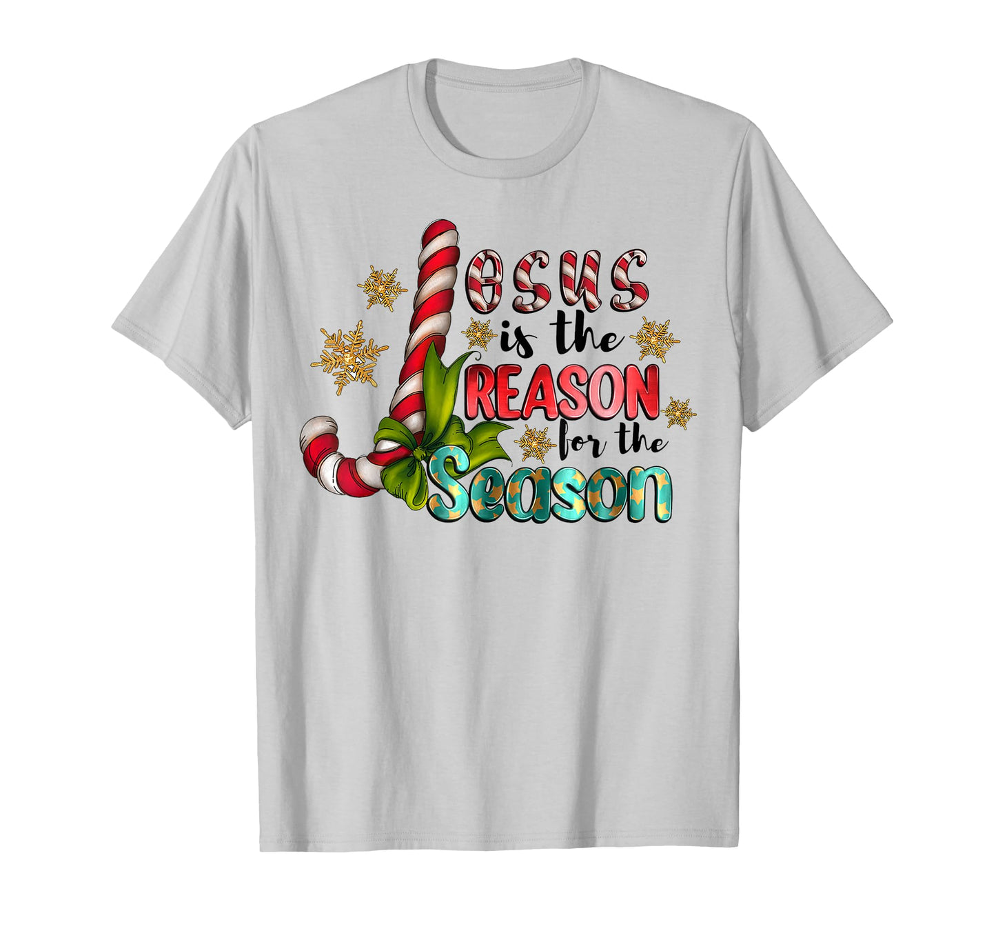 Jesus Is The Reason With Christmas Candy Christian God Lover T-Shirt