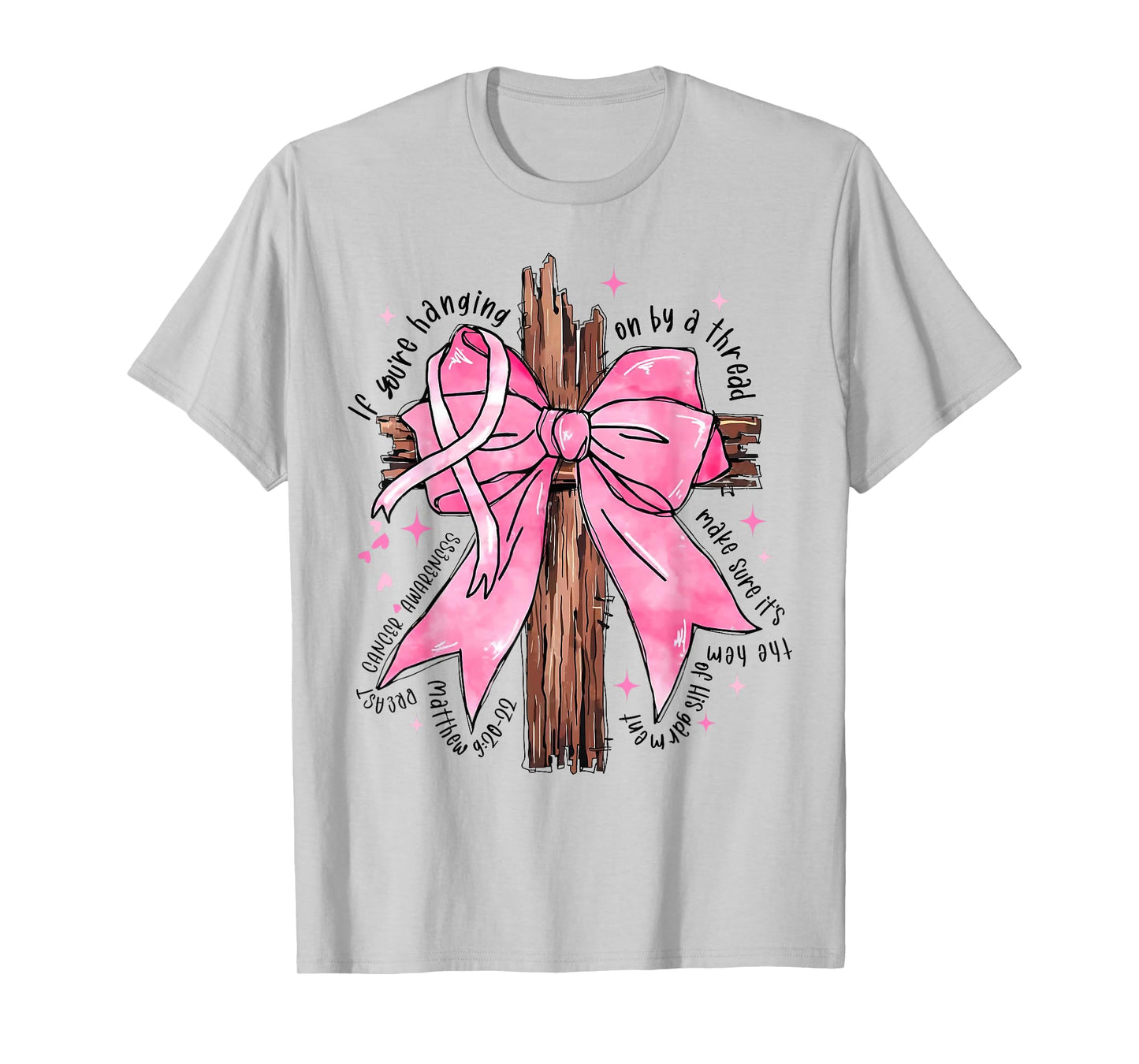 Christian Jesus Pink Coquette Bow Breast Cancer Awareness T-Shirt