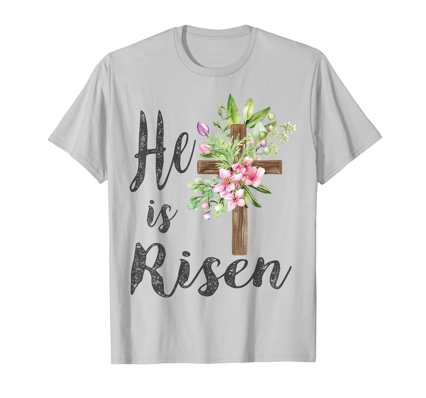 He is Risen Floral Cross Vintage Happy Easter T-Shirt