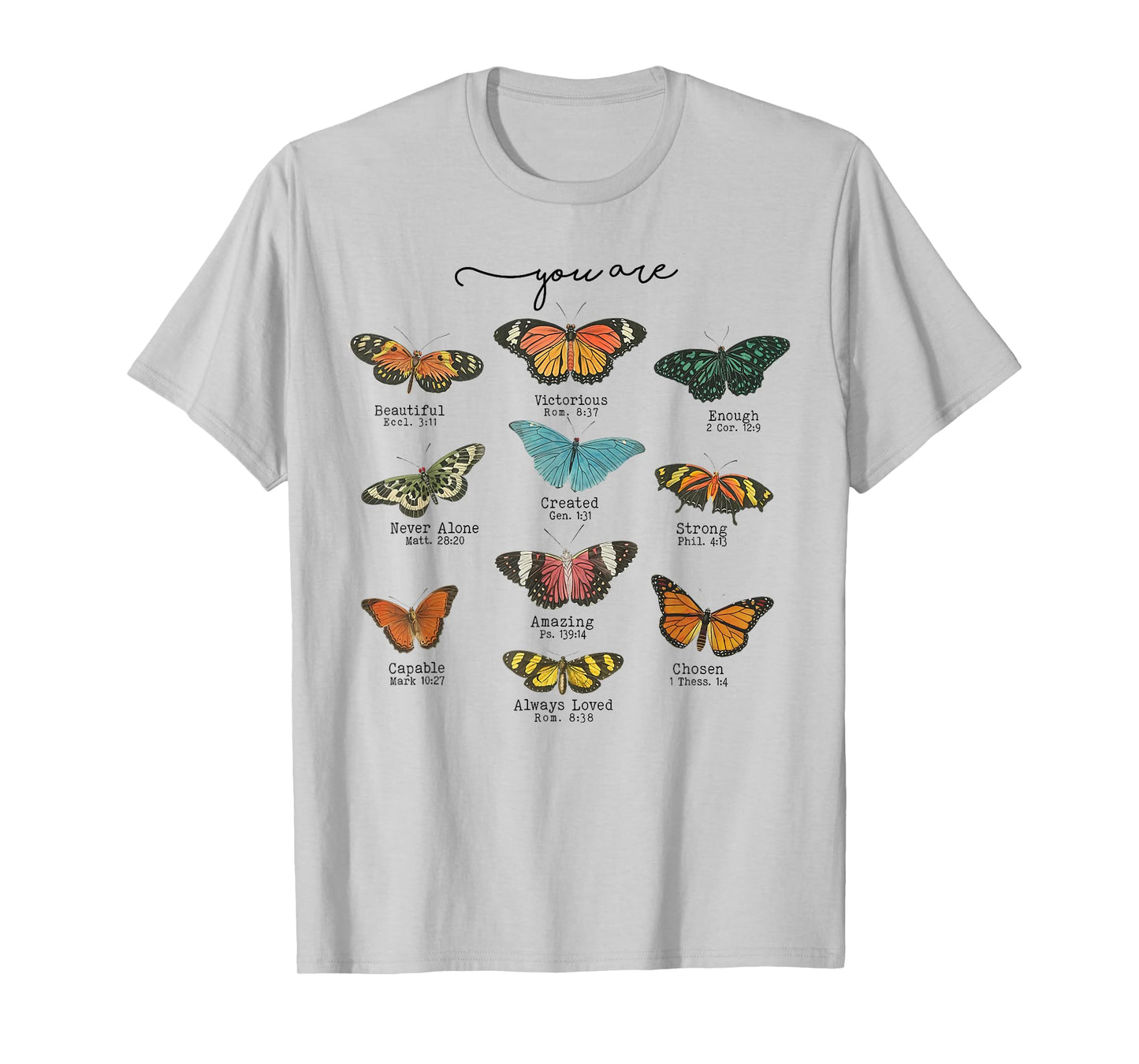 You Are Beautiful Bible Verse Religious Christian Butterfly T-Shirt