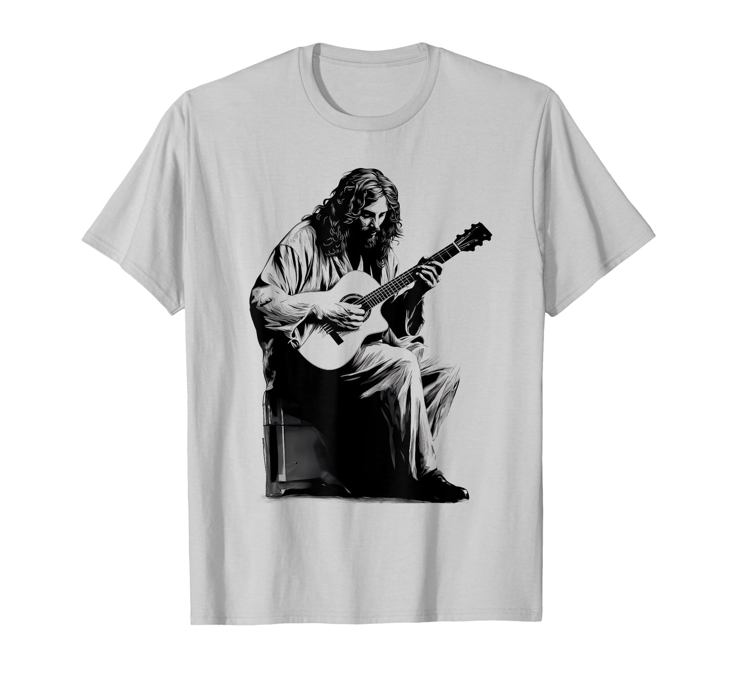 Jesus Playing Acoustic Guitar Vintage Guitarist Music Lovers T-Shirt