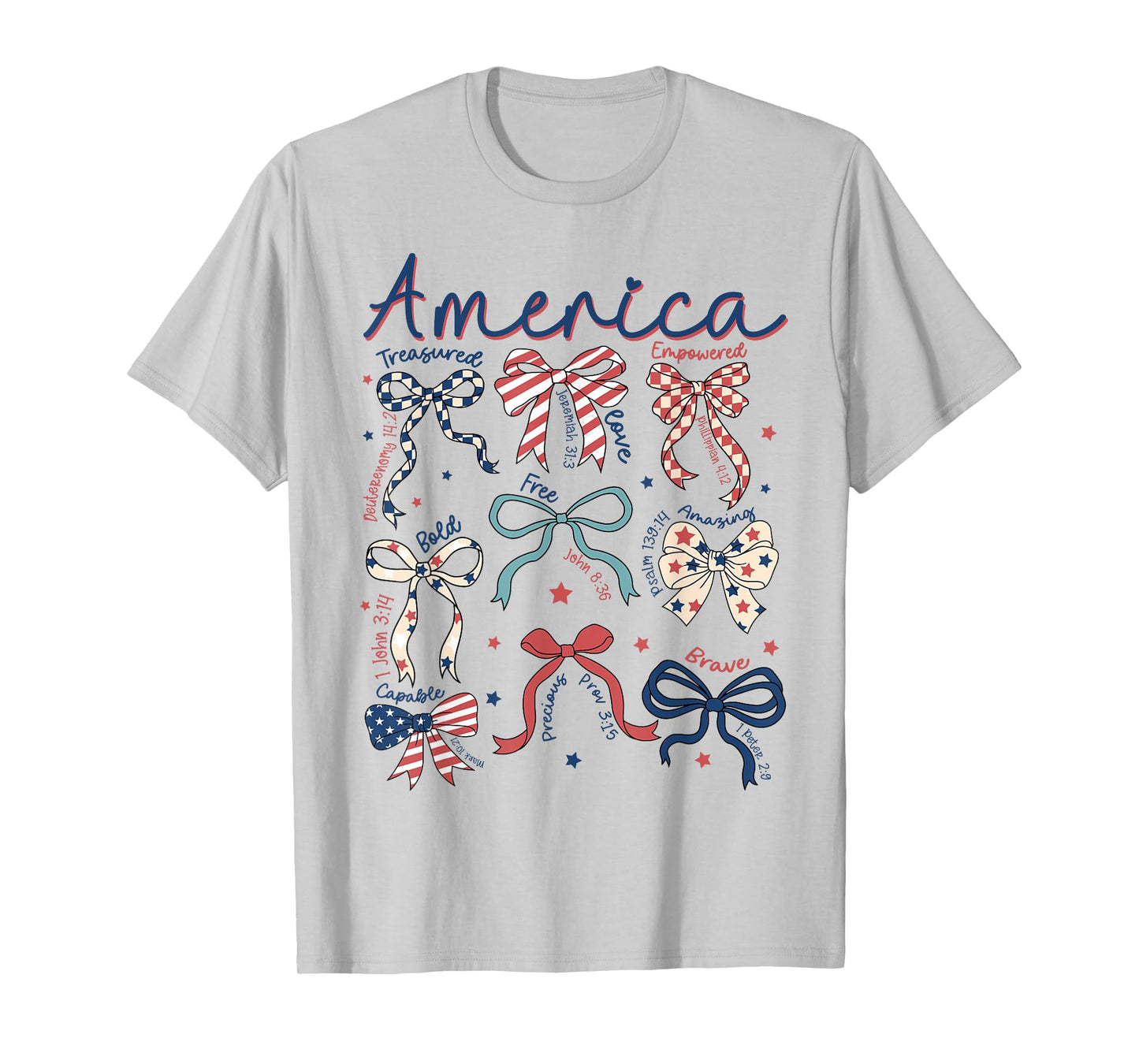 AMERICA Christian Coquette Bow 4th of July Religious Faith T-Shirt