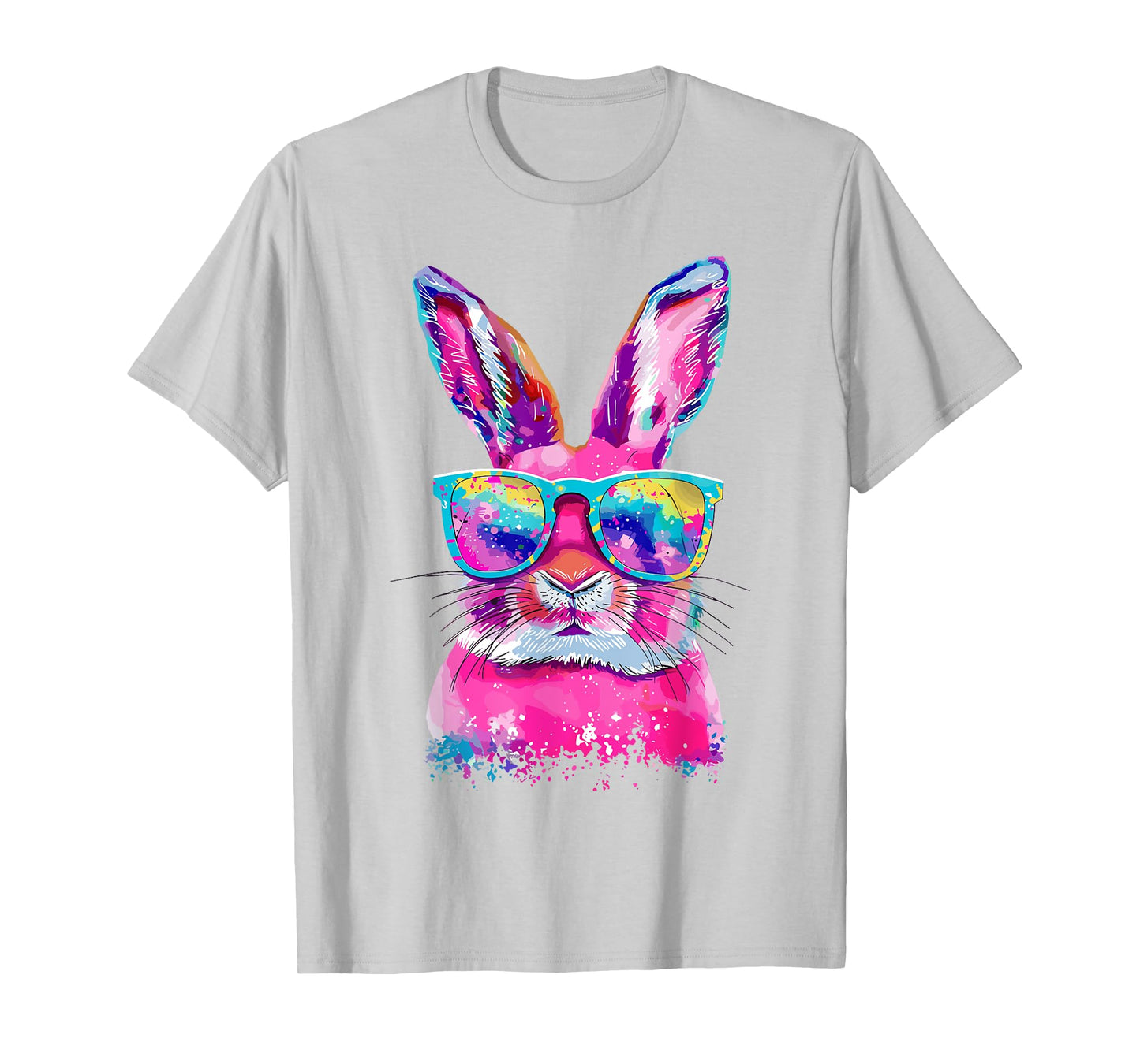 Bunny Face With Tie Dye Glasses Happy Easter Day Men Boy Kid T-Shirt