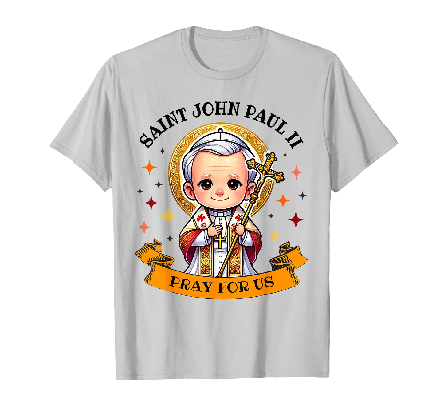 Saint John Paul II Pray for Us Catholic Cross for Kids T-Shirt