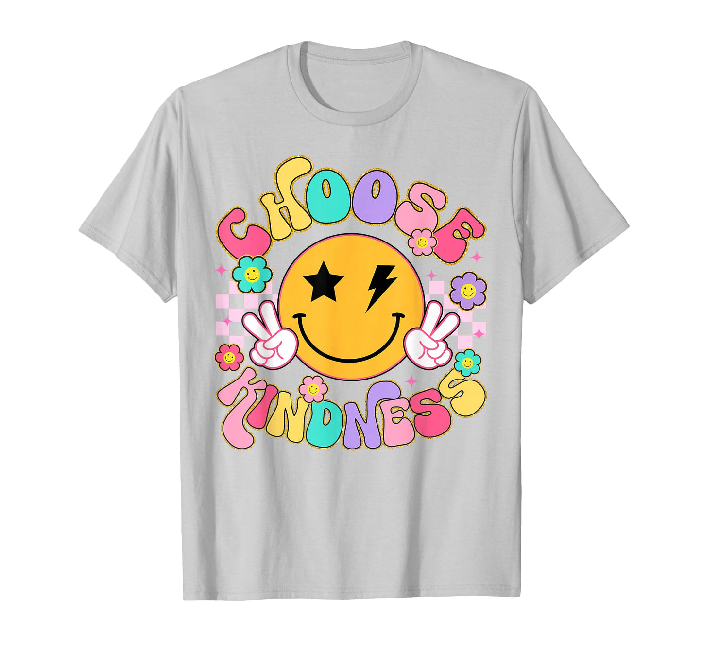Cute Choose Kindness Groovy Smile Face Inspirational Be Kind T-Shirt