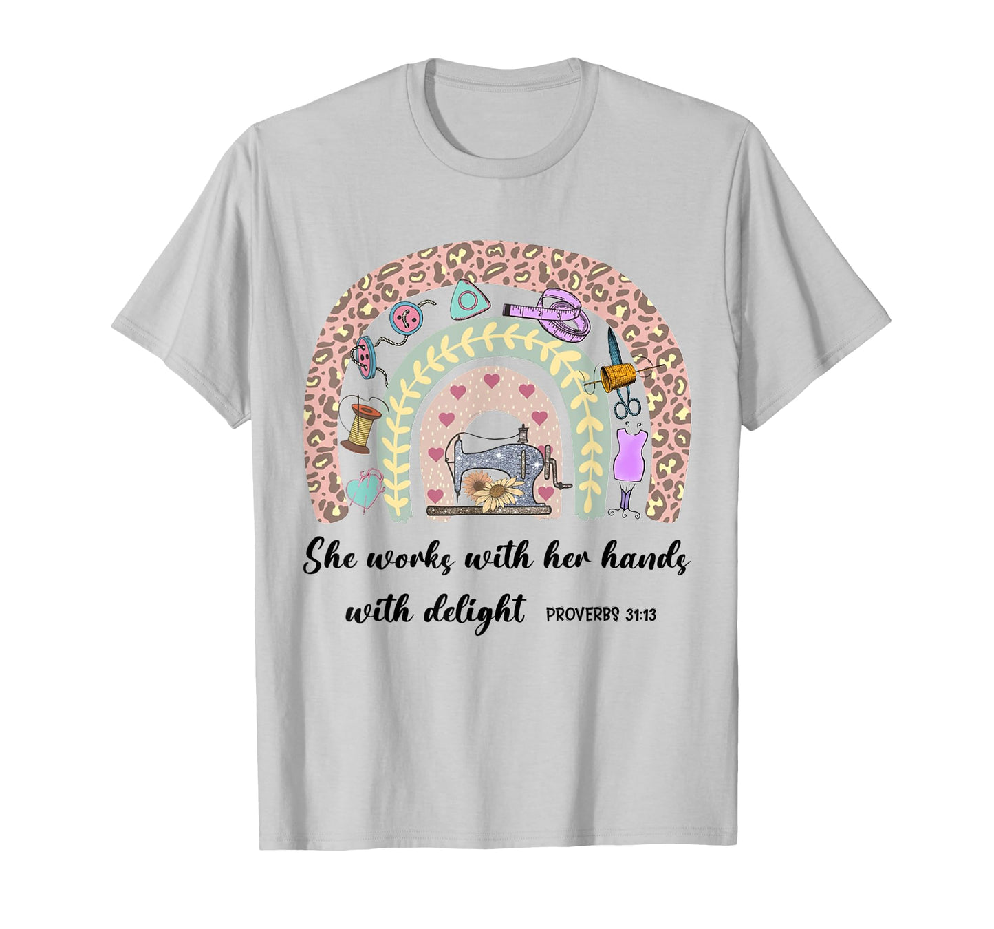 She Works With Her Hands In Delight Christian Quilting Seams T-Shirt
