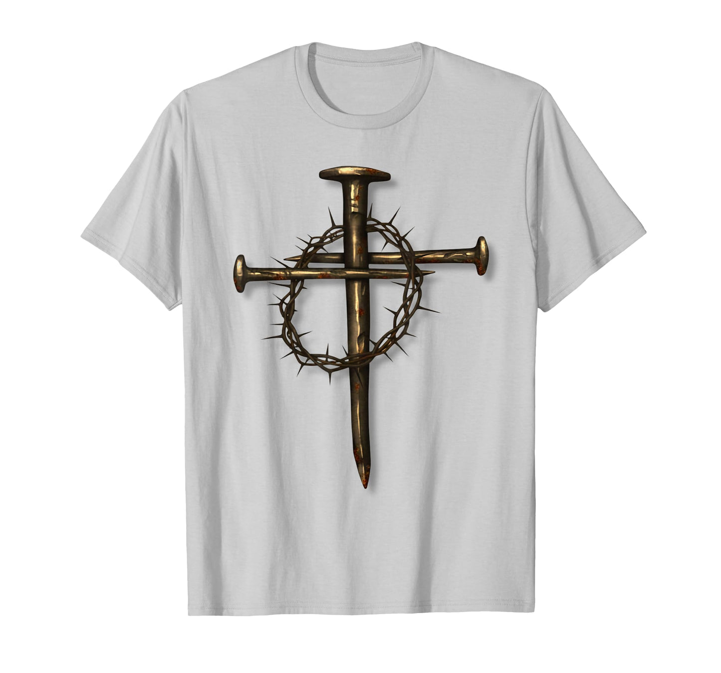 Christian Nail Cross Crown of Thorns Crucifix Faith Based T-Shirt