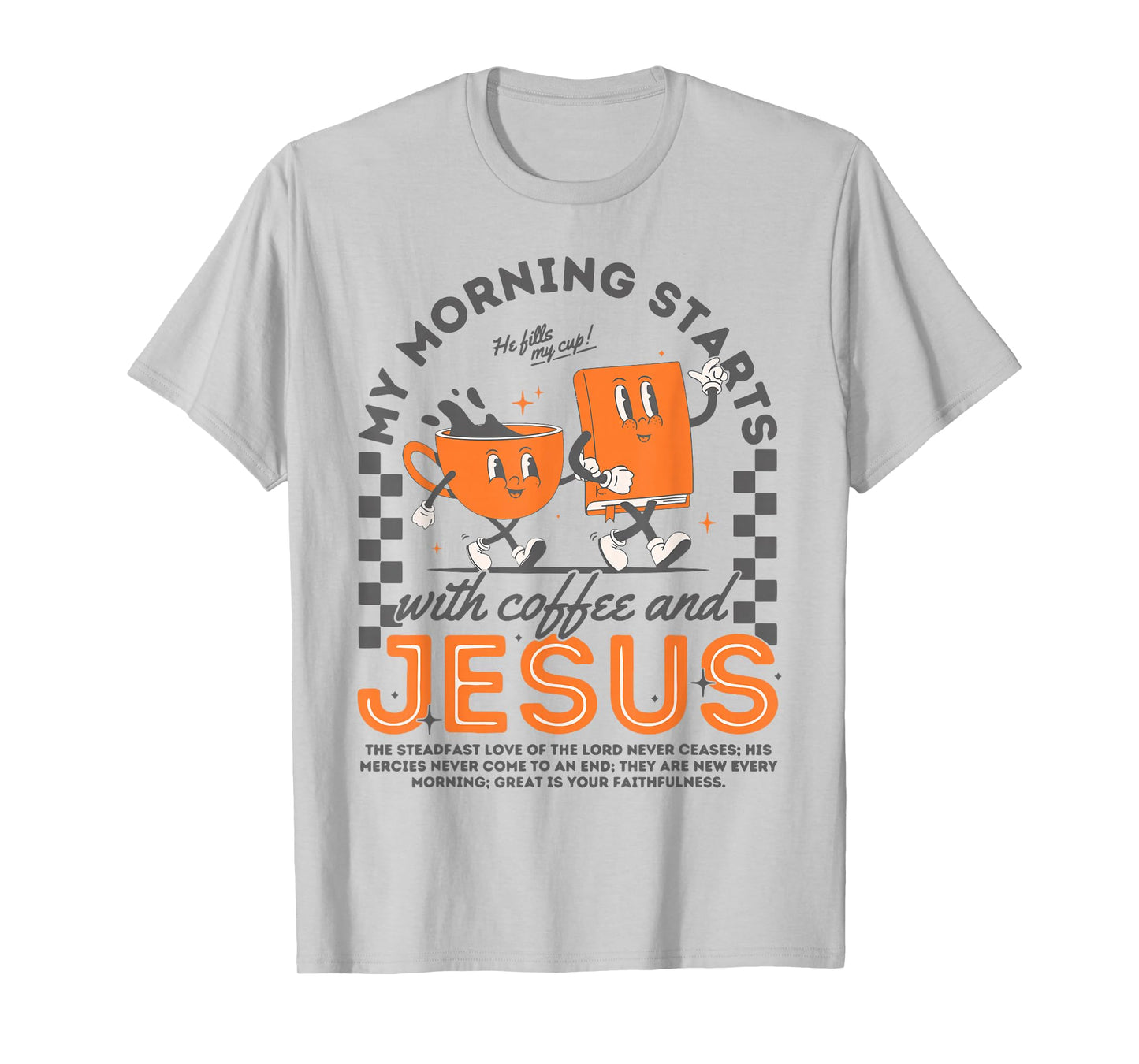My Morning Starts With Coffee And Jesus Autumn Fall Leaves T-Shirt