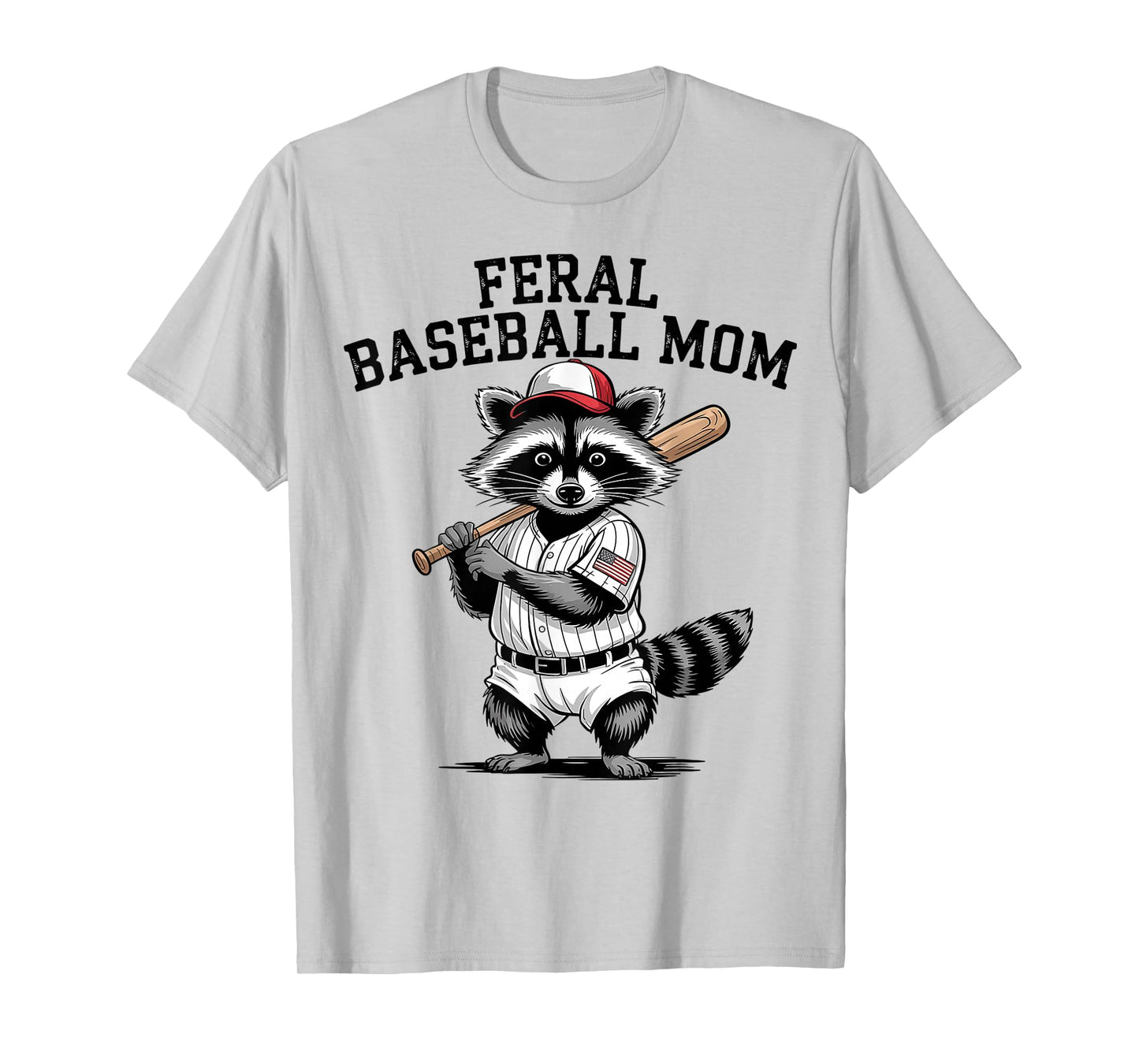 Retro Raccoon Feral Baseball Mom Trash Panda Sport Lover T-Shirt