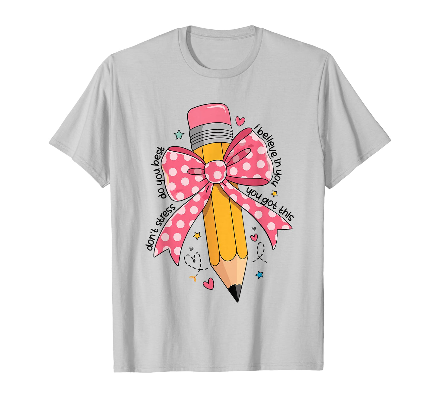 Pencil Coquette Bow Test Day Teacher Motivational Testing T-Shirt