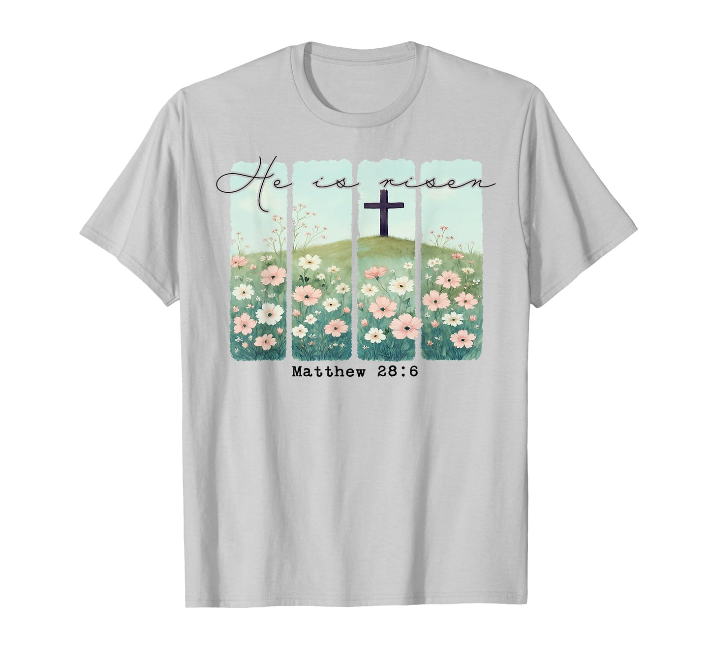 He Is Risen Christian Wildflower Happy Easter Women Girls T-Shirt