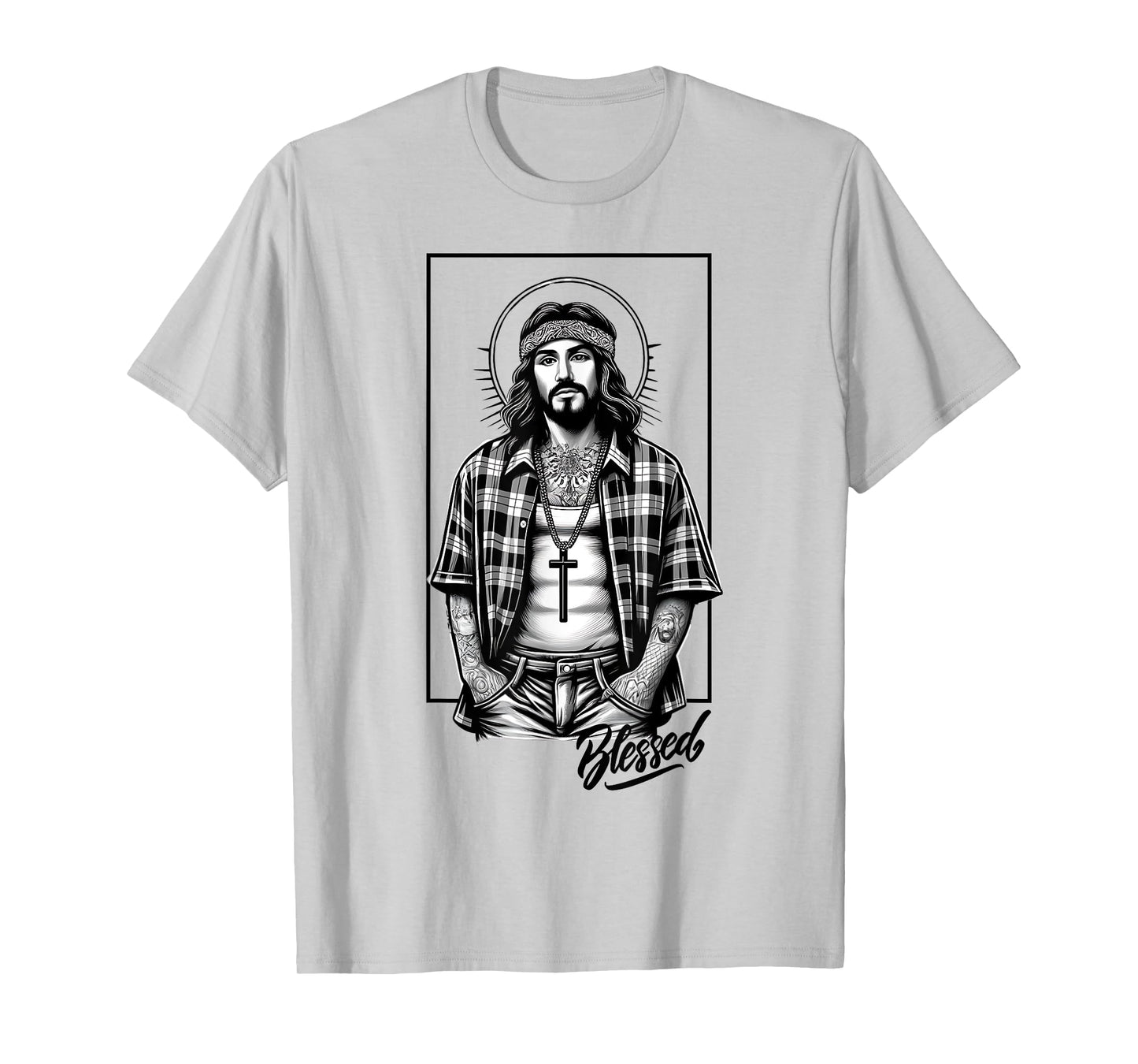 Chicano Latino Cholo Mexican Street Jesus Blessed Religious T-Shirt