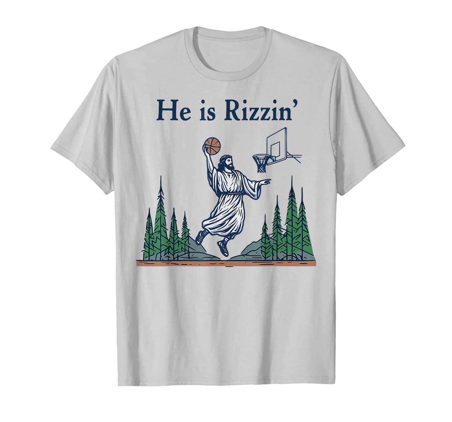 He Is Rizzin Funny Basketball Retro Christian Religious T-Shirt