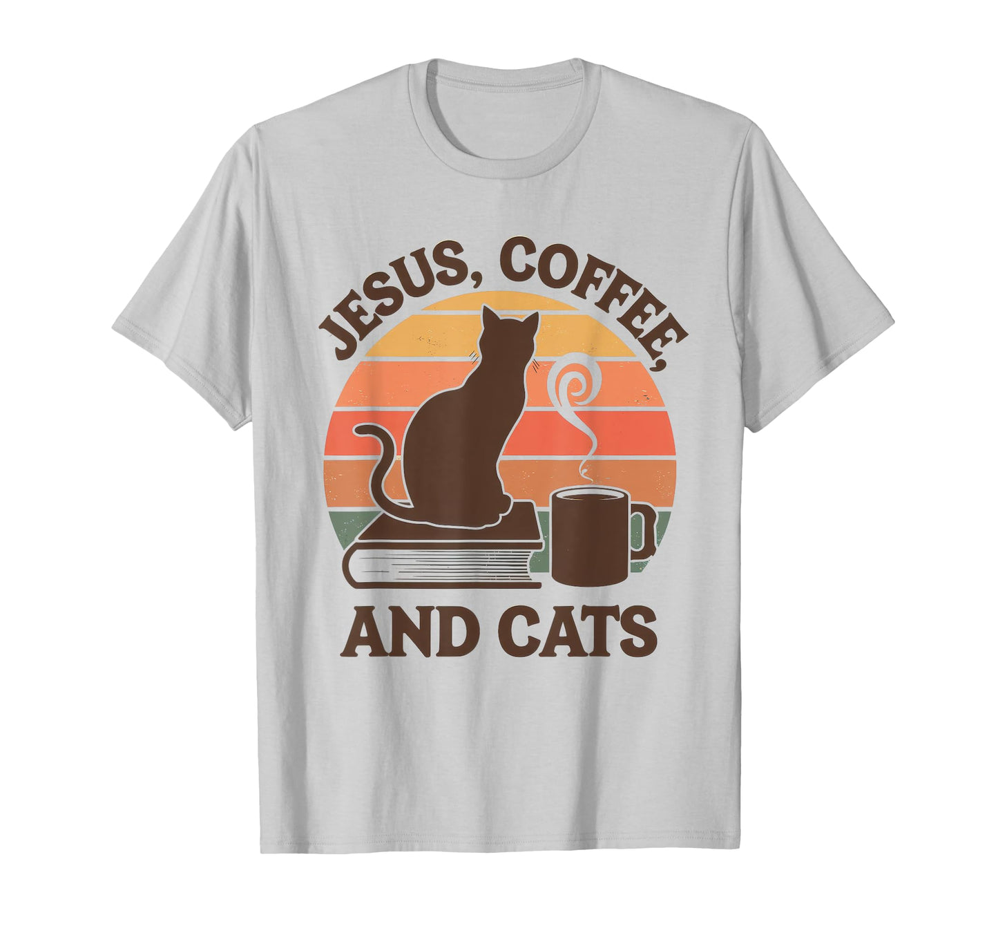 Jesus Coffee Cats Funny Cute Design Jesus Lovers Christian T-Shirt