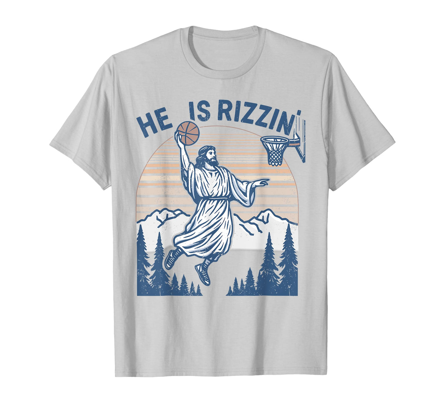 He is Risen Funny Easter Jesus Playing Basketball Mens Women T-Shirt