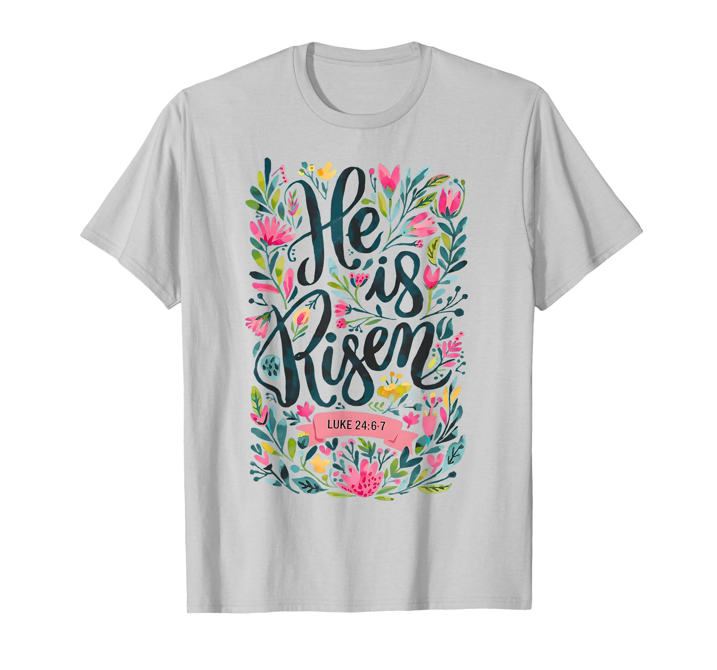 Floral Religious He is Risen Christian Happy Easter T-Shirt