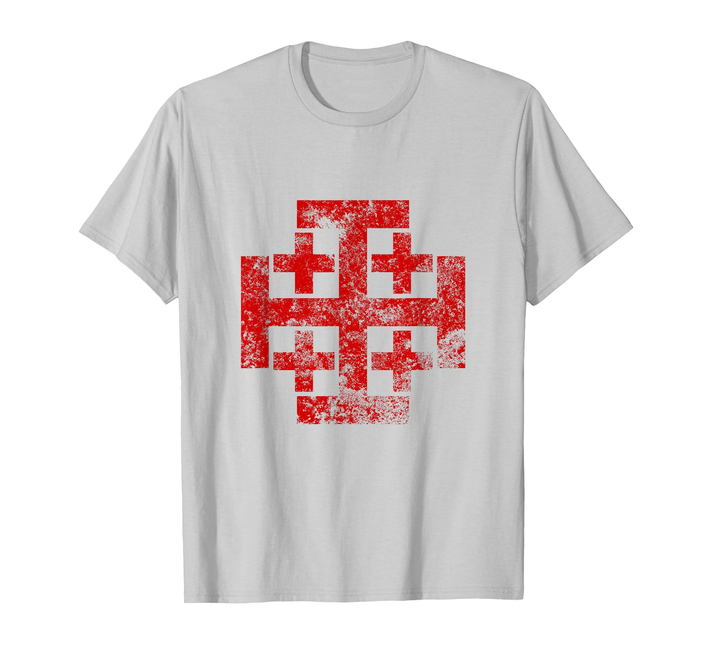 Jerusalem Cross Crusader T-Shirt Christian Catholic Distress T-Shirt