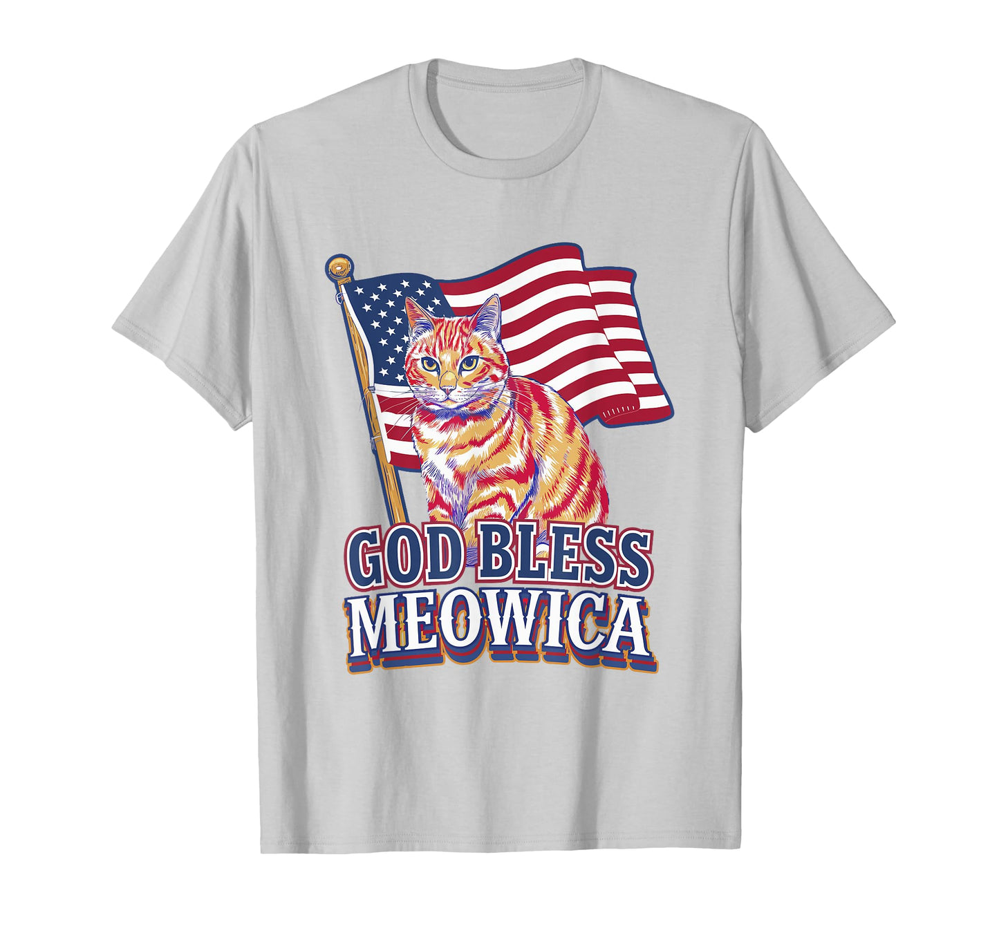 God Bless Meowica Funny Patriotic Cat Design T-Shirt