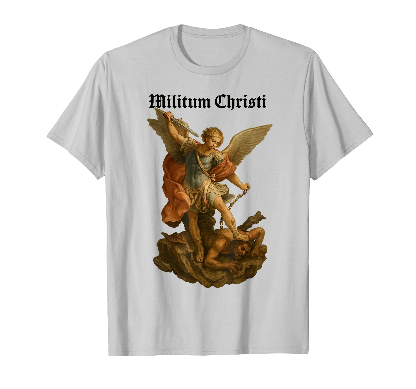 Archangel Michael Defeats Satan - Militium Christi T-Shirt
