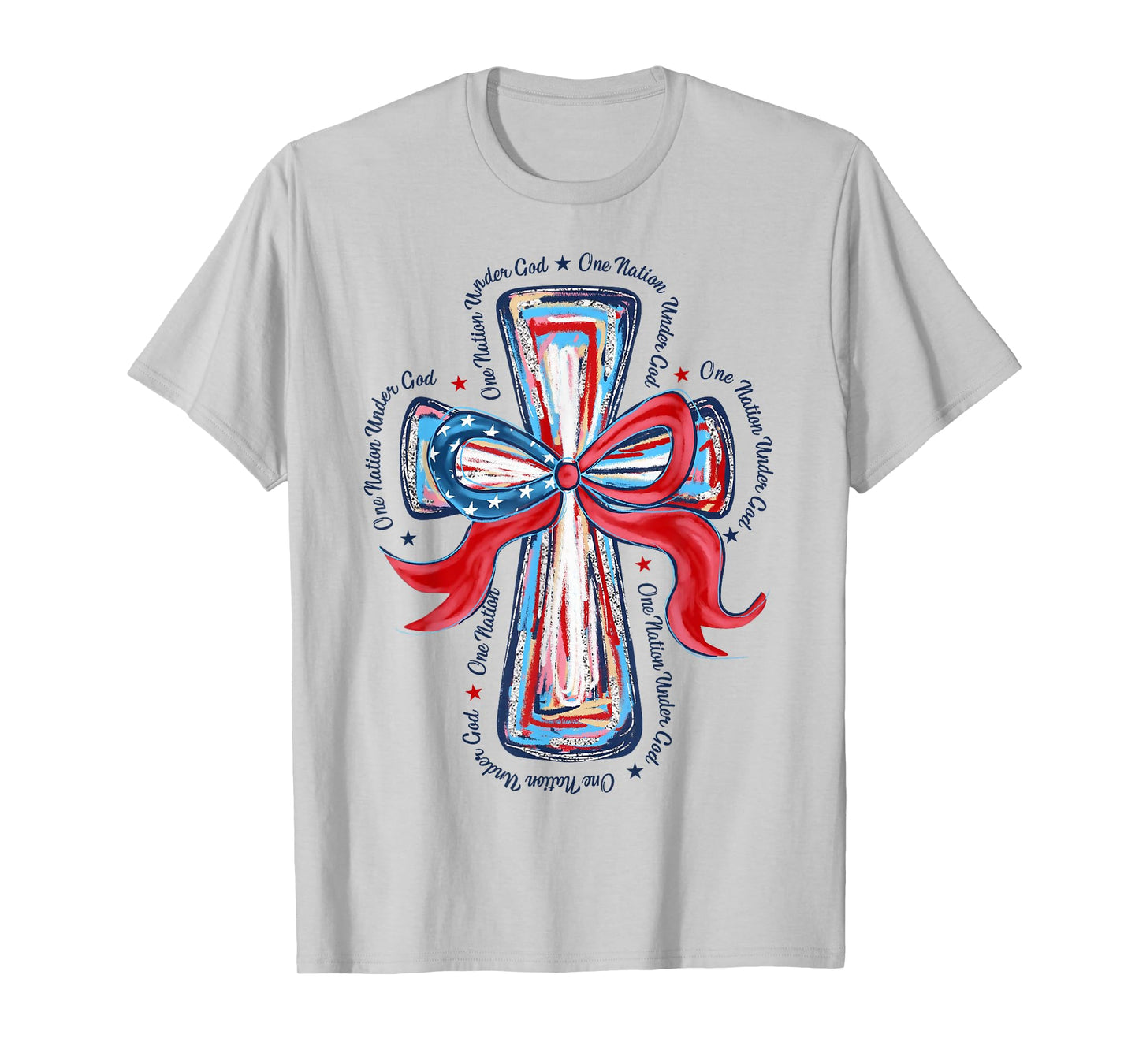 One Nation Under God US Flag 4th Of July Patriotic Christian T-Shirt