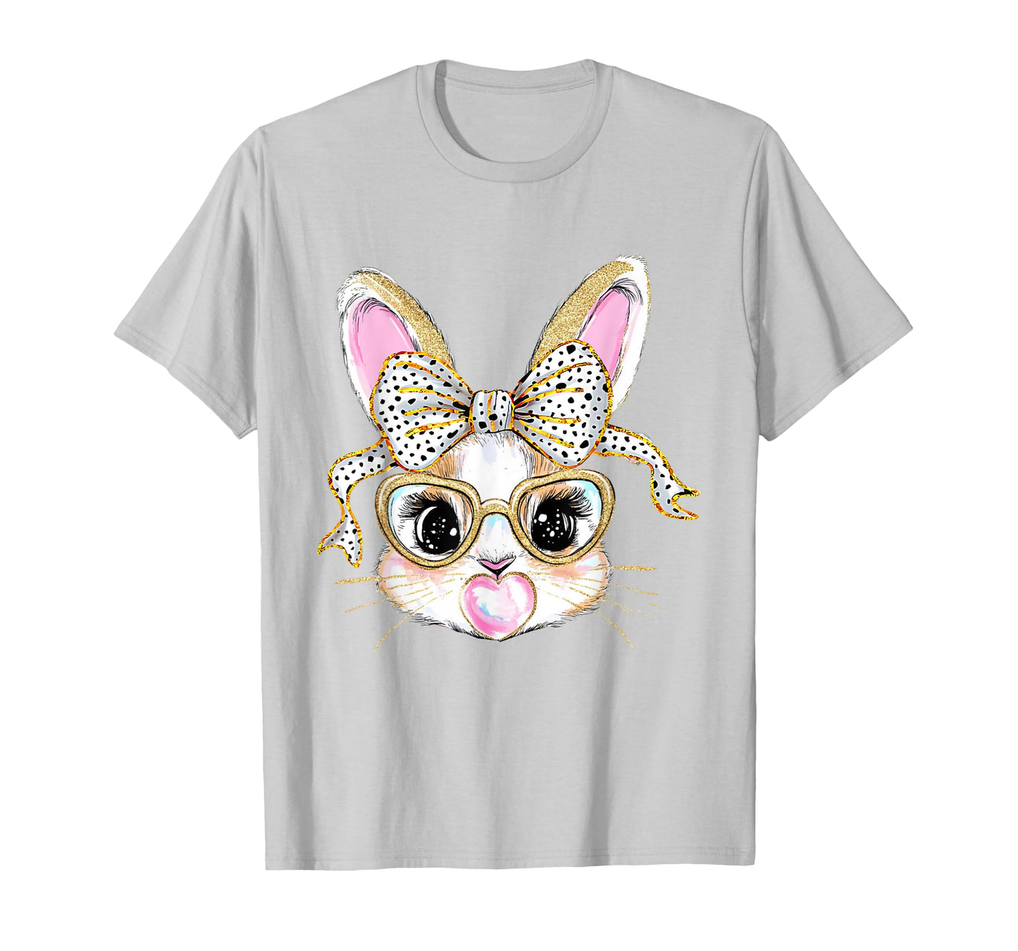 Cute Bunny Rabbit Face Coquette Bow Easter Day Girls Women T-Shirt