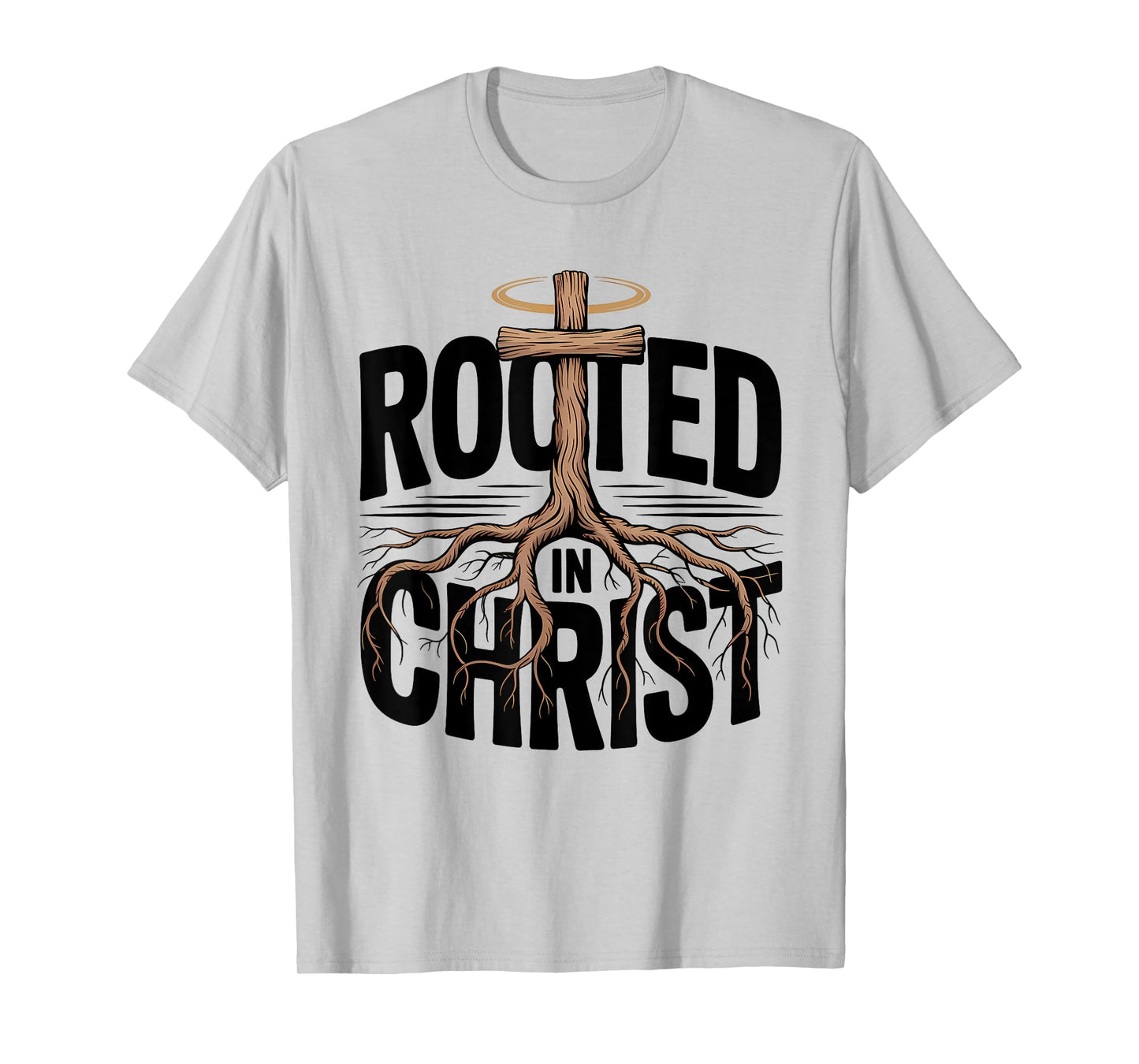 Rooted in Christ Christian Faith Jesus Cross T-Shirt