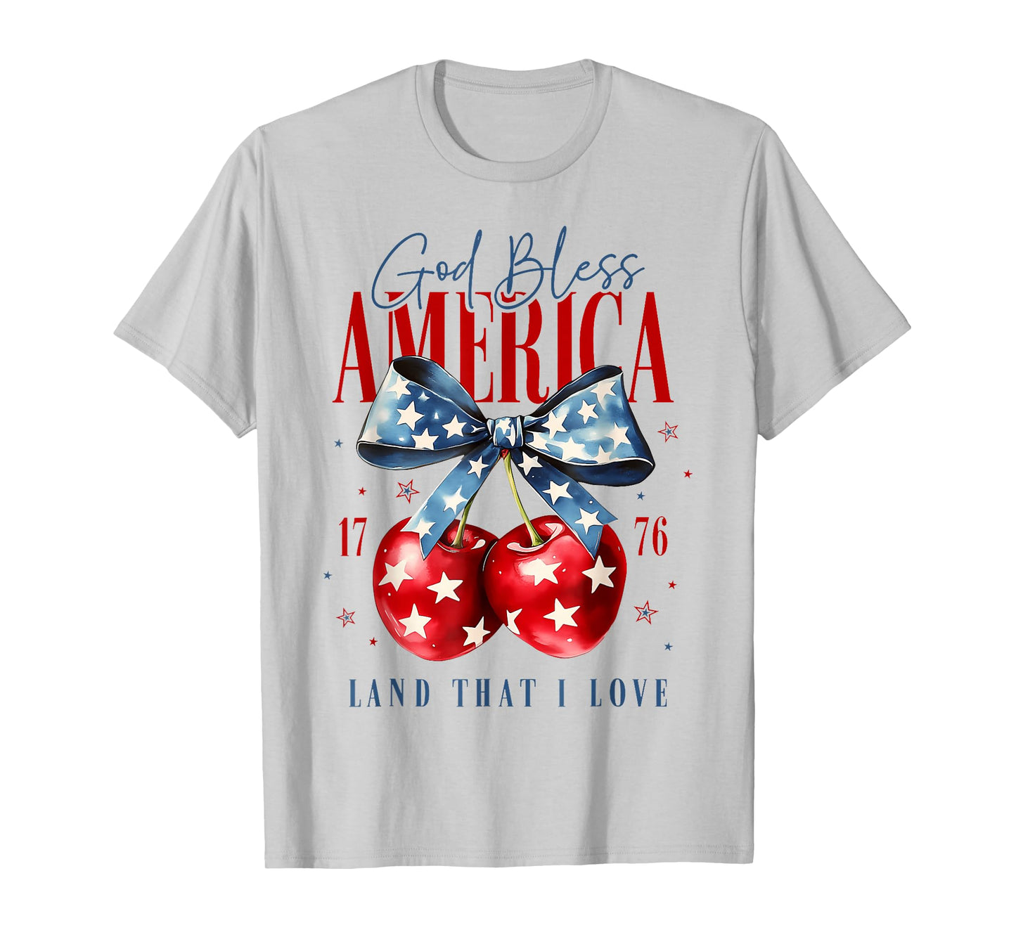 God Bless America Patriotic Cherries 4Th July Usa T-Shirt
