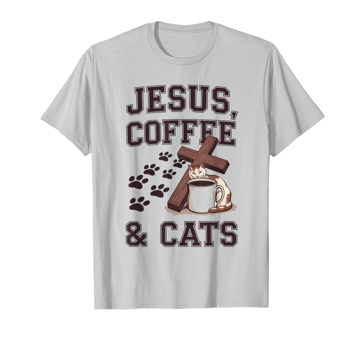 Jesus Coffee Cats Funny Cute Design Jesus Lovers Christian T-Shirt