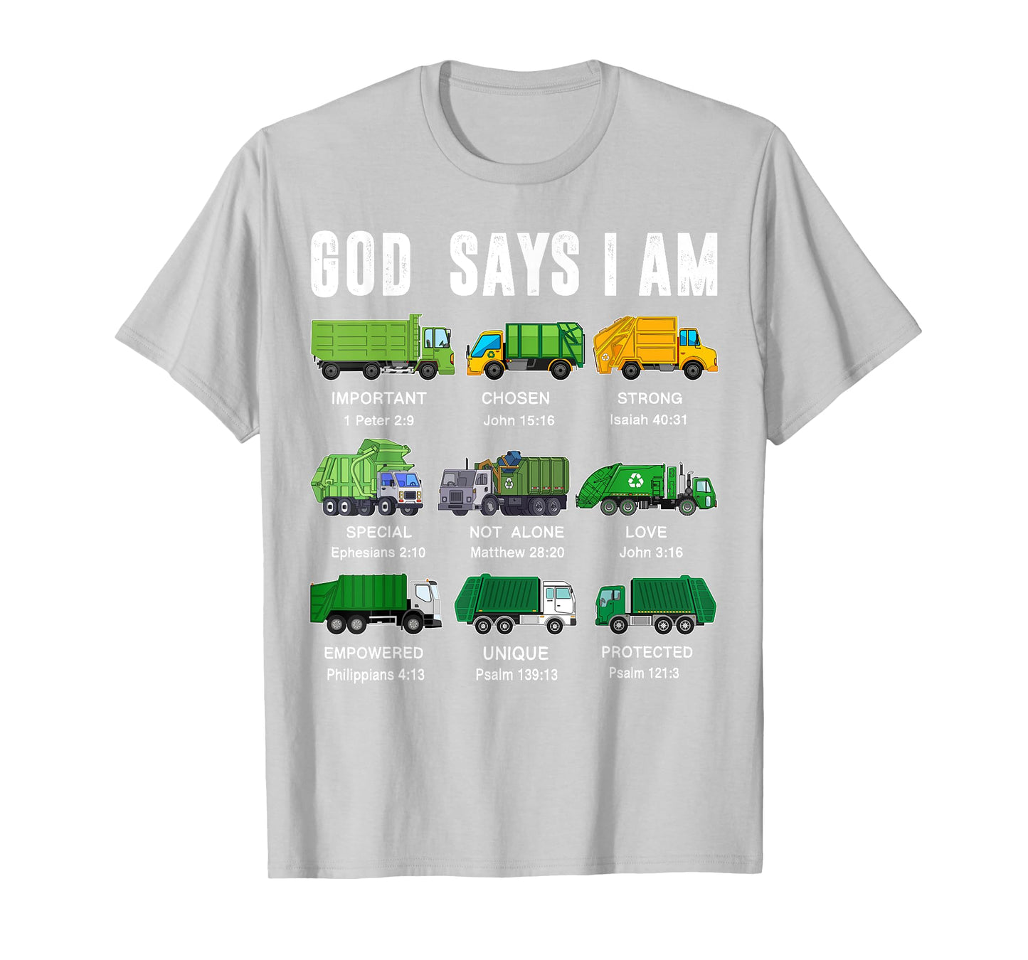 Toddler Boy God Says I Am Garbage Truck Baby Christian Jesus T-Shirt