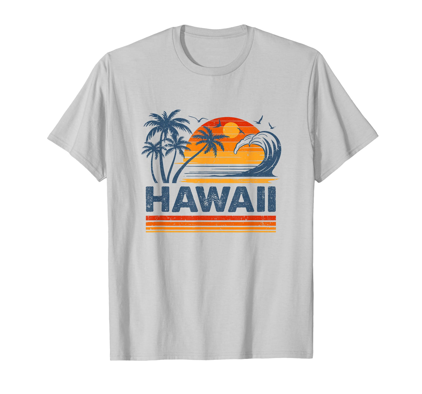Hawaii Vacation Sunset Cute 70S Vintage Retro Beach T-Shirt