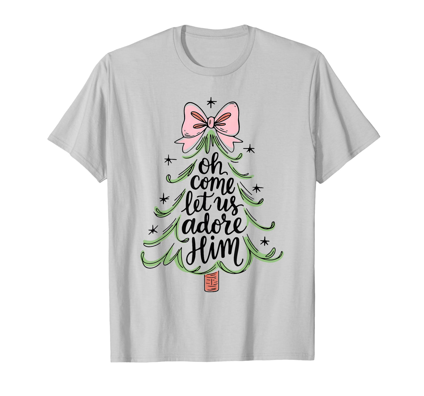 Oh Come Let Us Adore Him Christmas Christian Faith T-Shirt