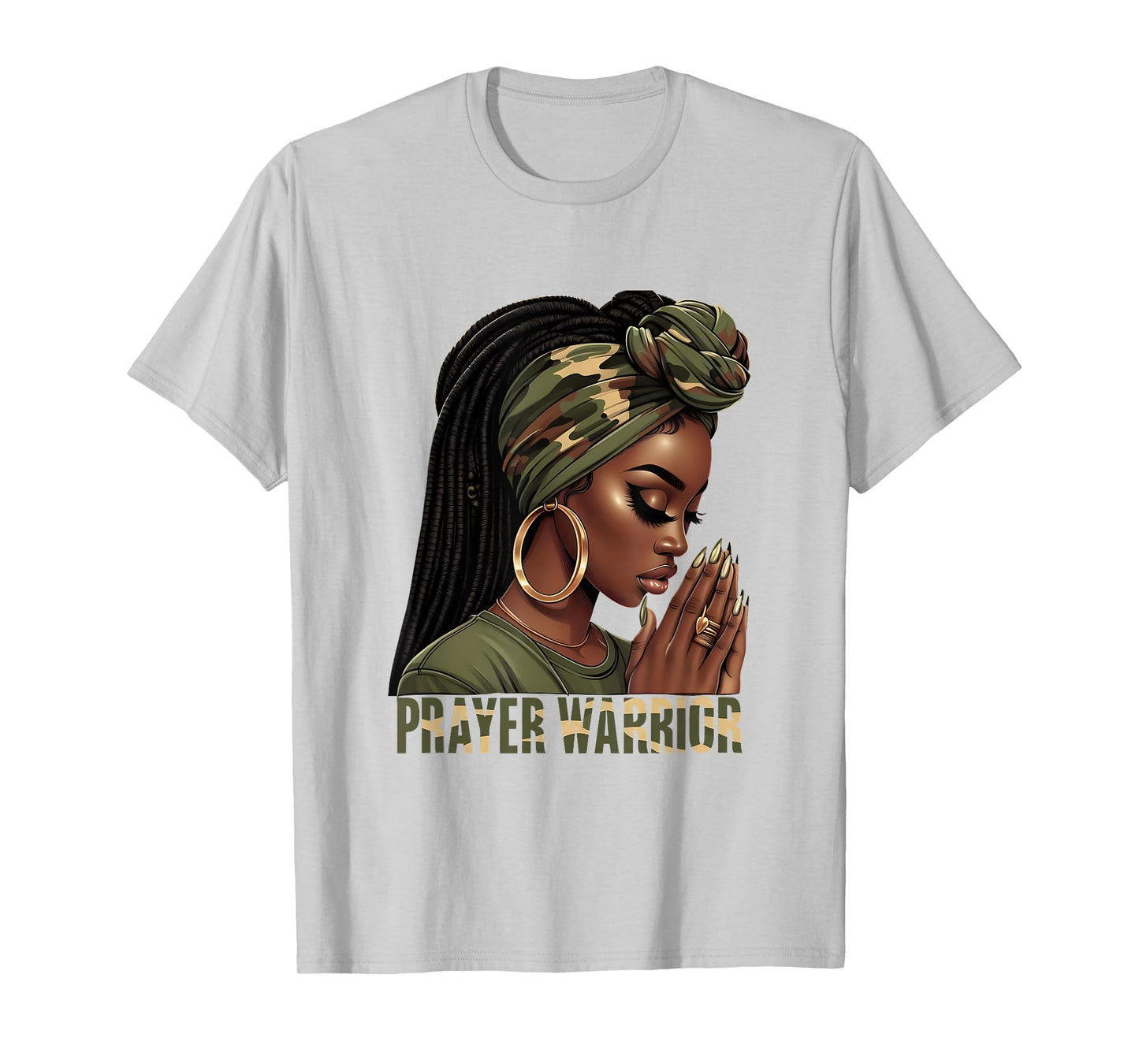 Black Woman Camo Pray Faith Christian Inspirational T-Shirt