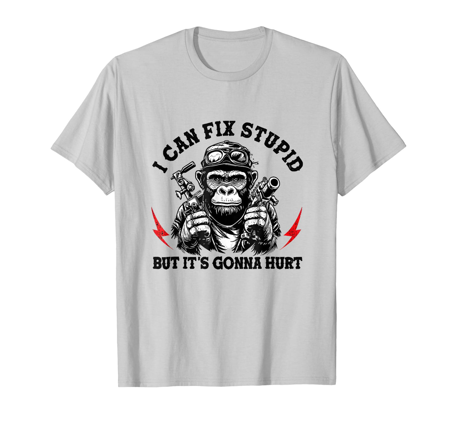I Can Fix Stupid But It's Gonna Hurt Monkey Vintage Funny T-Shirt