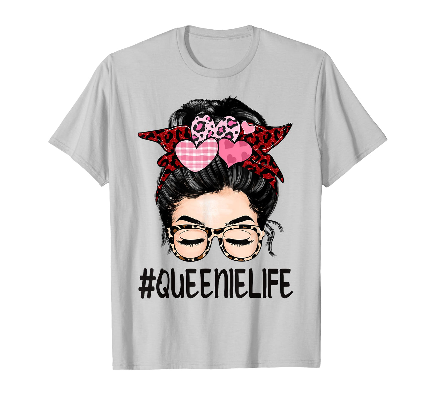 Queenie Valentines Day Women Cute Messy Bun Appreciation T-Shirt