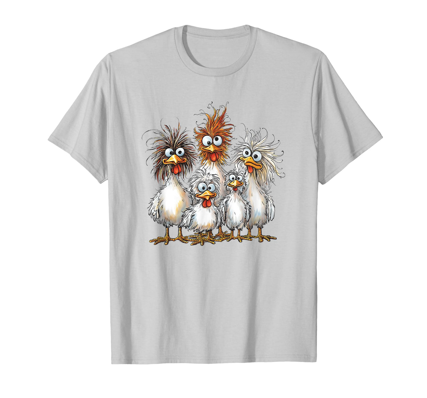 Eagerlys Colorful Funny Chicken Art Crazy Chicken Family T-Shirt