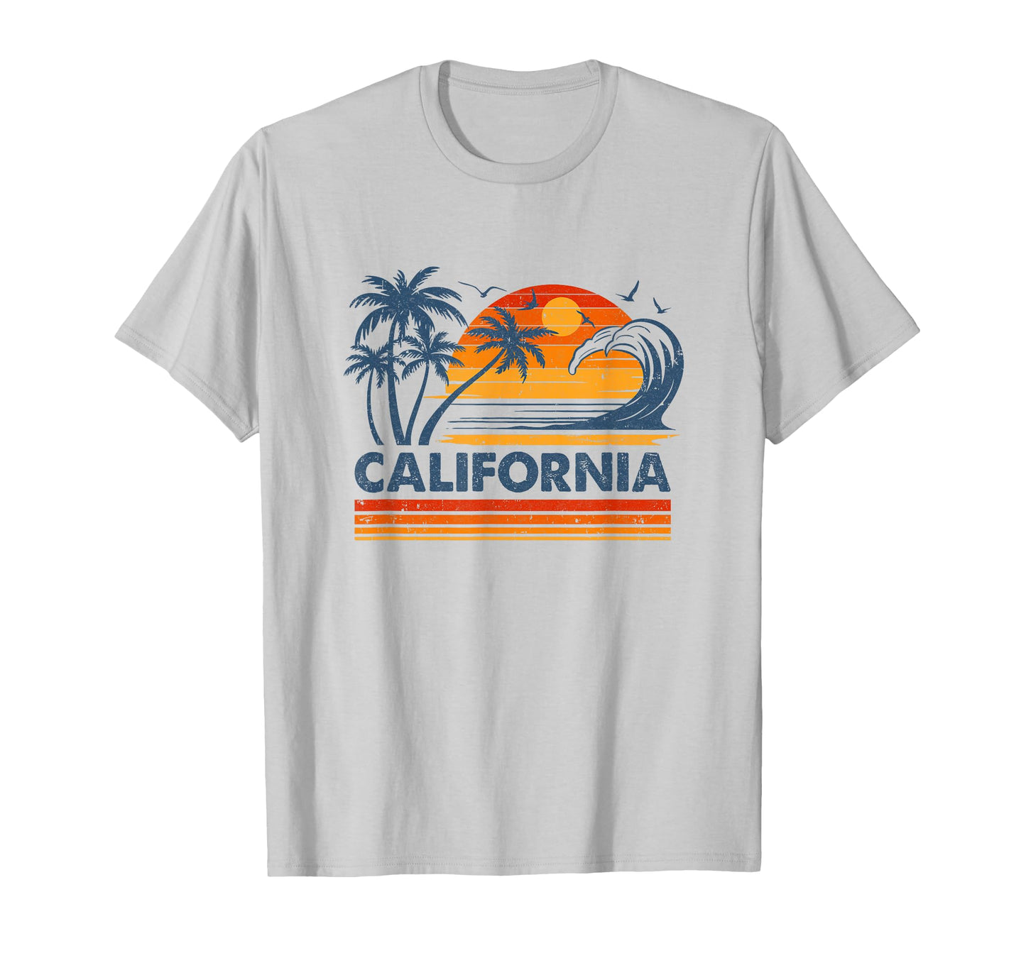California Vacation Sunset Cute 70S Vintage Retro Beach T-Shirt