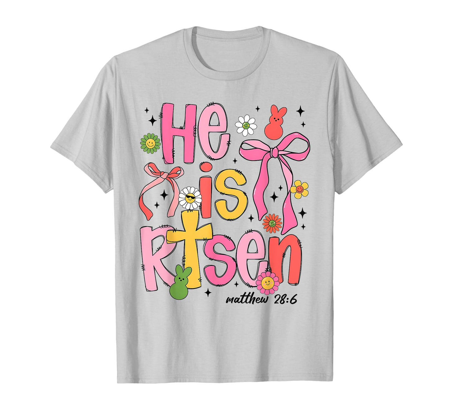 He is Risen Jesus Christian Happy Easter Kids Women Girls T-Shirt