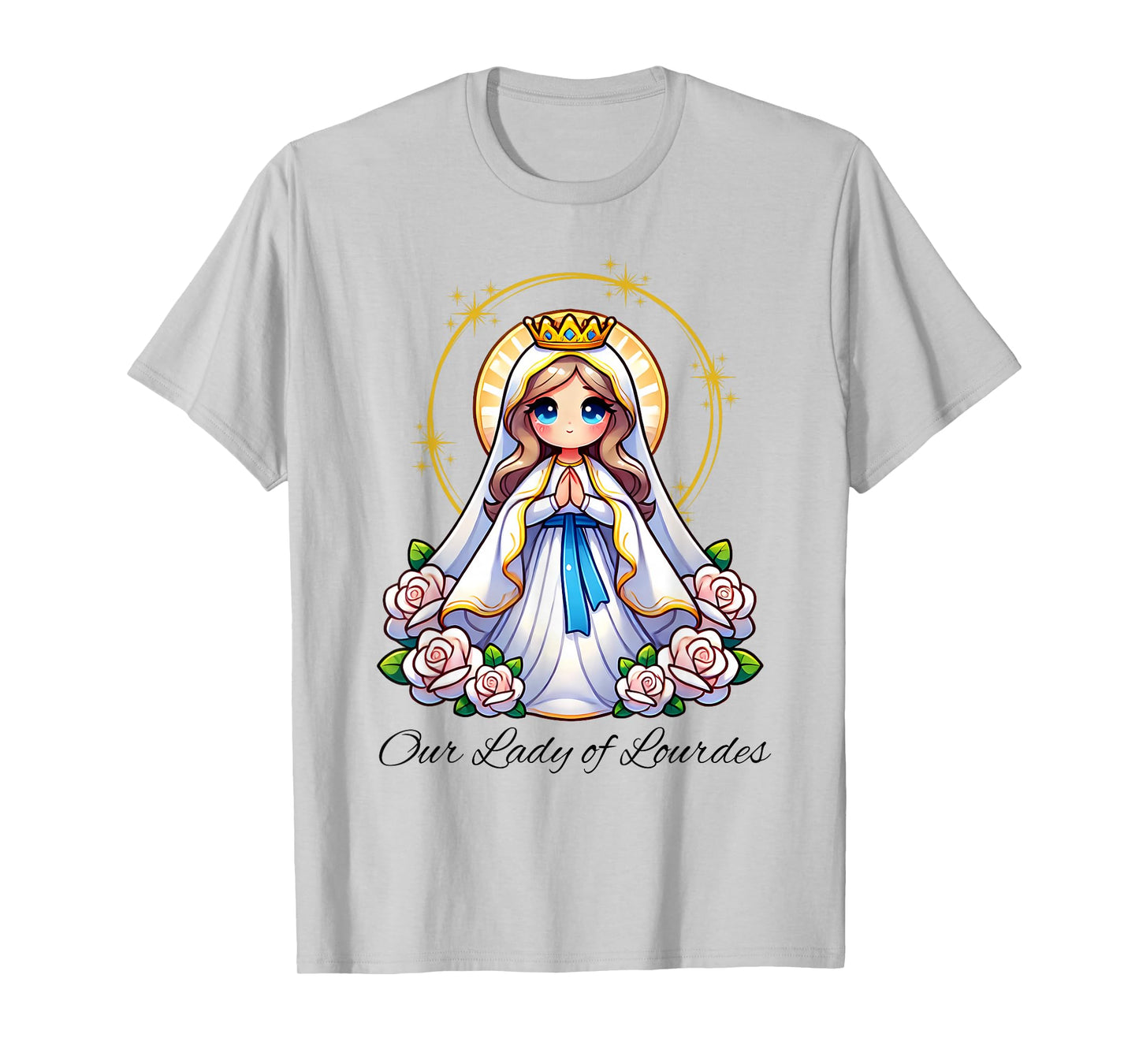 Our Lady of Lourdes Pray Mary Cute Women Catholic Girls kids T-Shirt