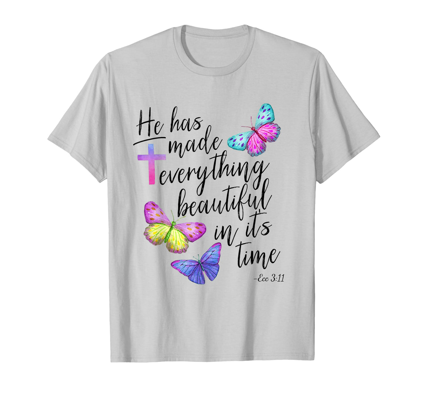 Bible Verse Cross Ecclesiastes Ecc Scripture Butterfly T-Shirt