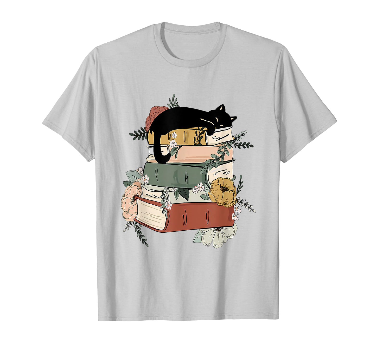 Cat Reading Book Cute Cat And Book Lover For Women Girls Kid T-Shirt
