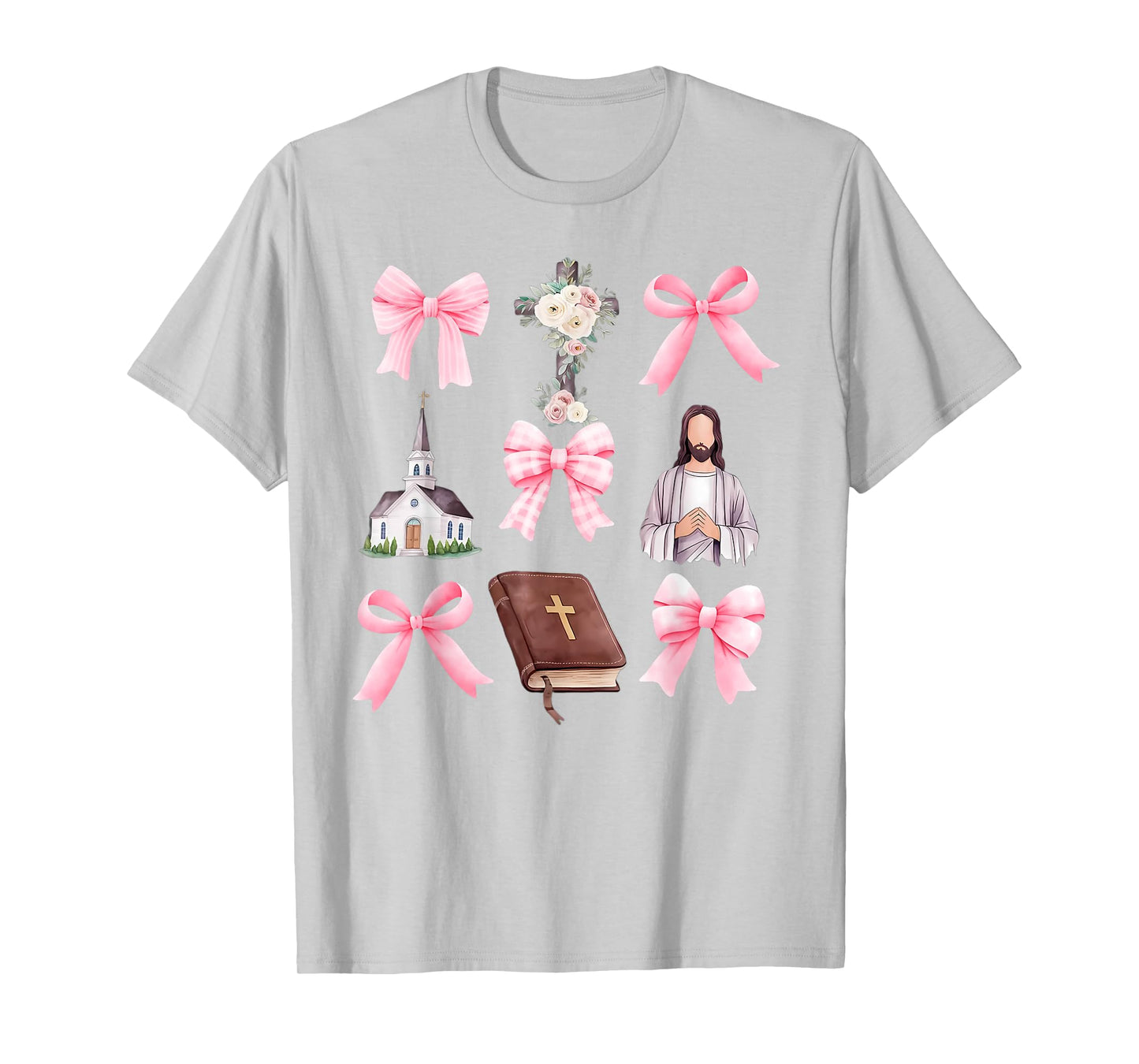 Cross Coquette Bows Floral Jesus Gift For Christian T-Shirt